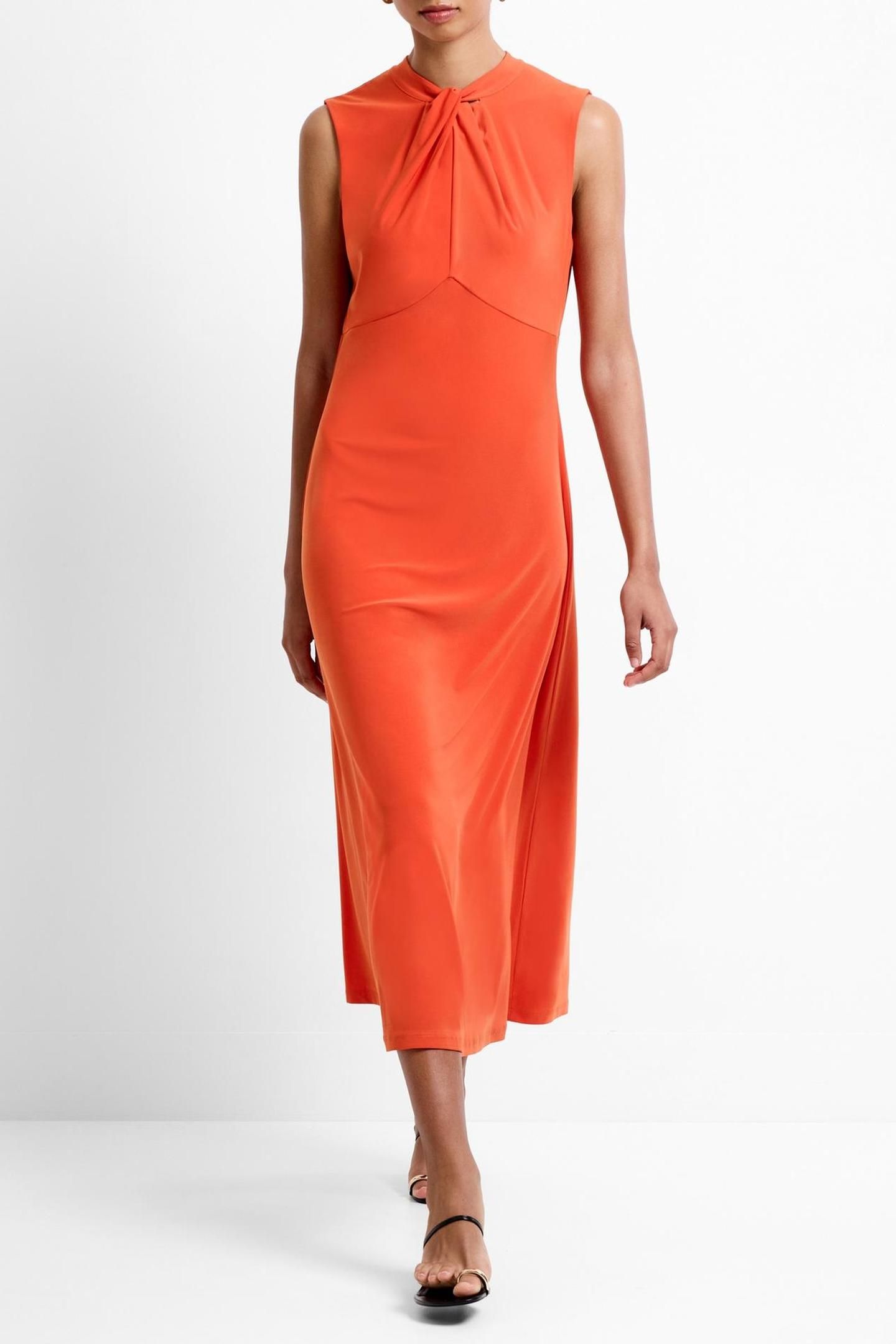 SAMIRA TWIST MIDAXI DRESS FLAME ORANGE 1