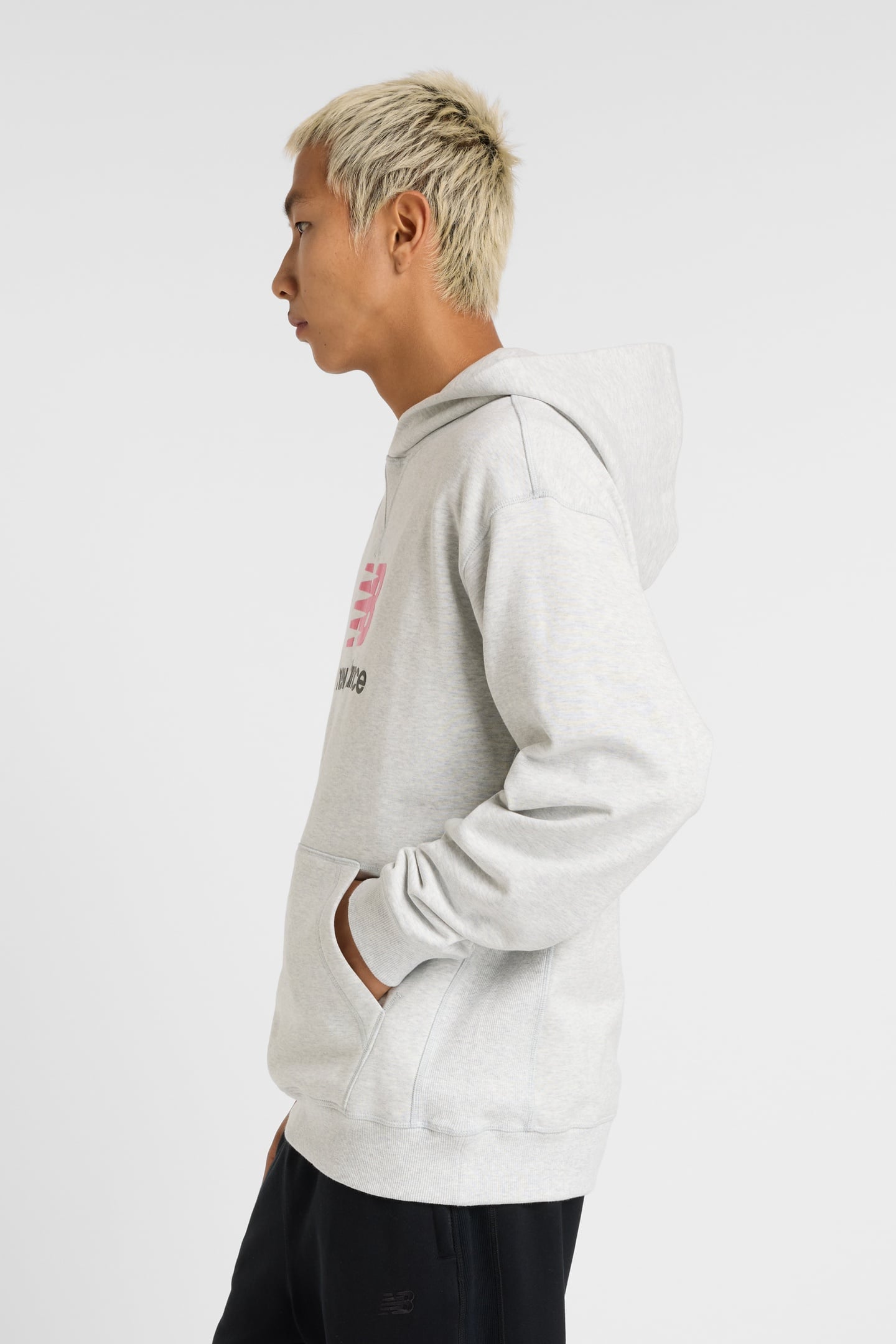 ATHLETICS FRENCH TERRY LOGO HOODIE ASH 3