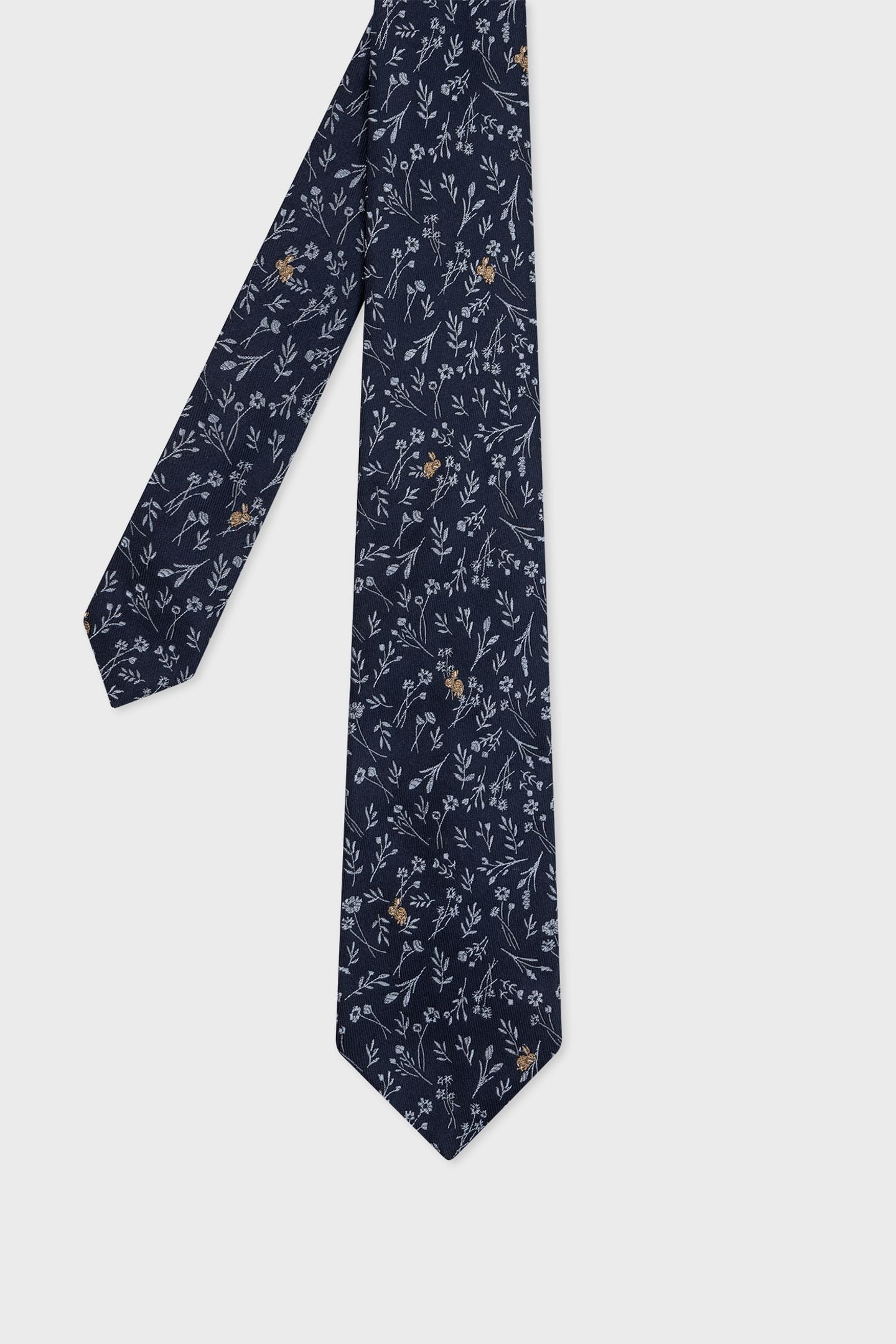 MEN TIE RABBIT FLORAL VERY DARK NAVY 3