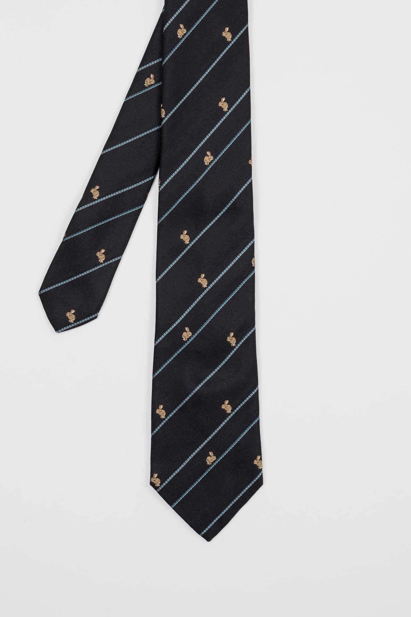 MEN TIE RABBIT STRIPE BLACK 1
