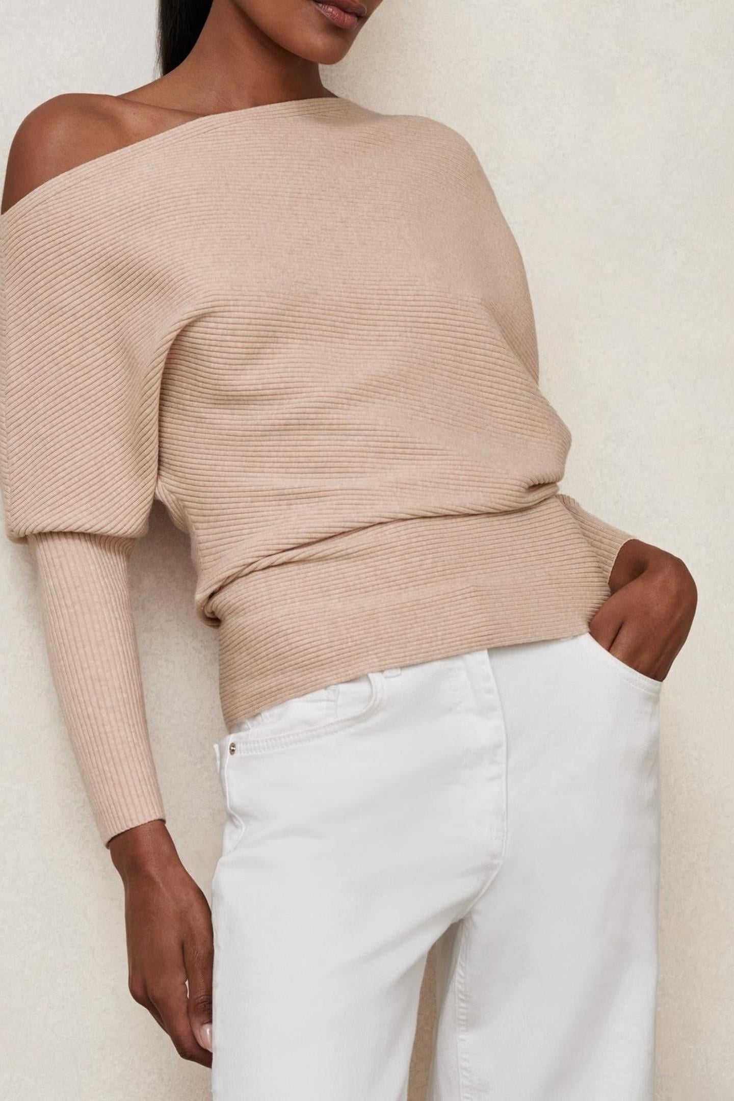 DRAPE KNITTED TOP OATMEAL NEUTRAL 1