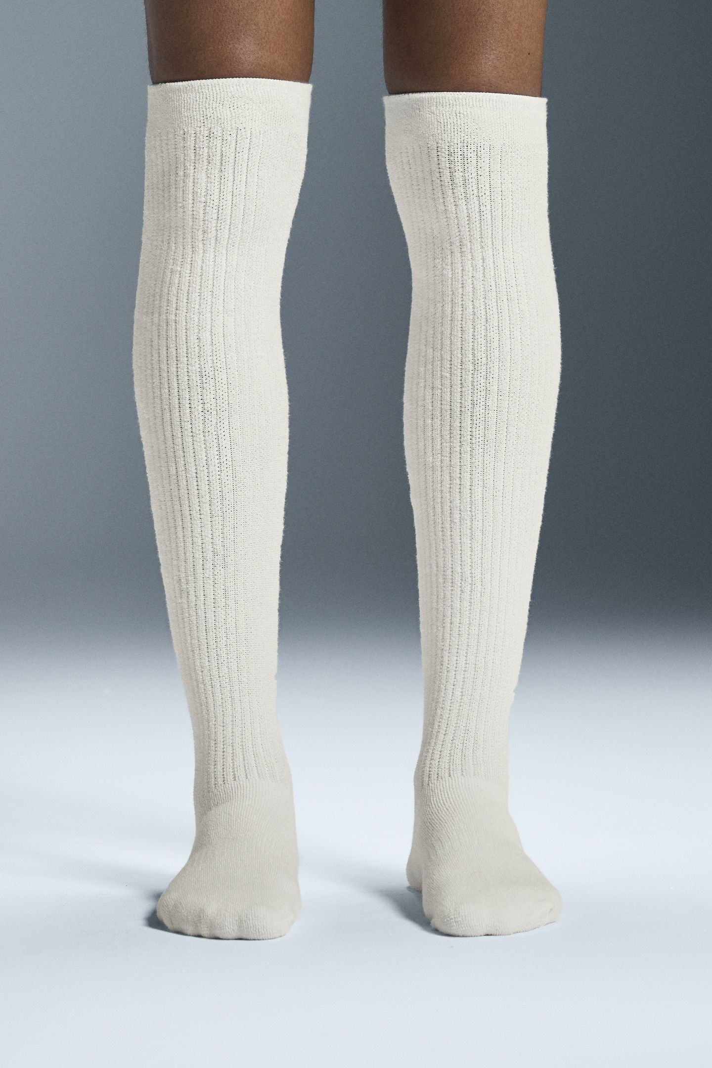 TERRY SOCK KNEE HIGH 1 UNISEX IVORY 3