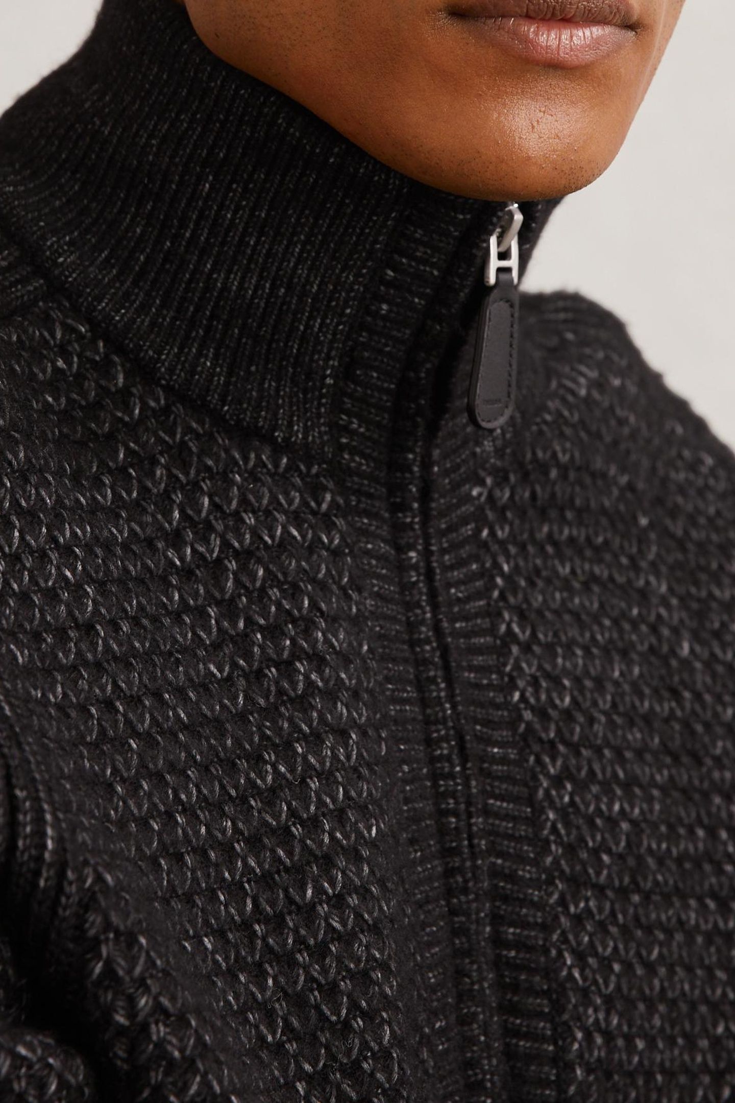 LS HALF ZIP BRUSHED RIBBED JUMPER BLACK 6