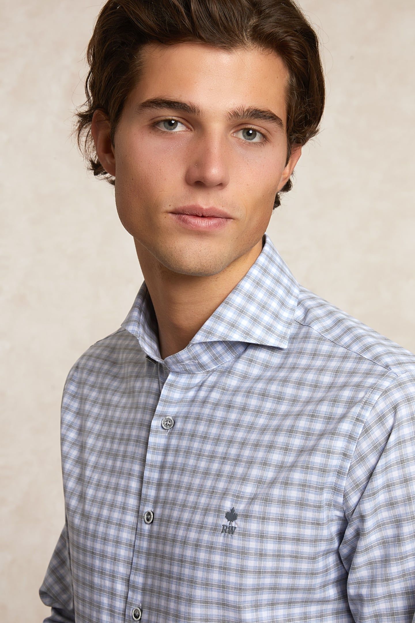 CUSTOM FIT CHECKED SHIRT BLUE/GREY 4