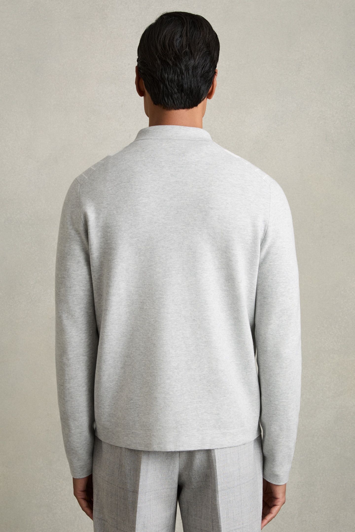 LS ZIP THROUGH STRIPE KNITTED JACKET GREY MELANGE/WHITE 2