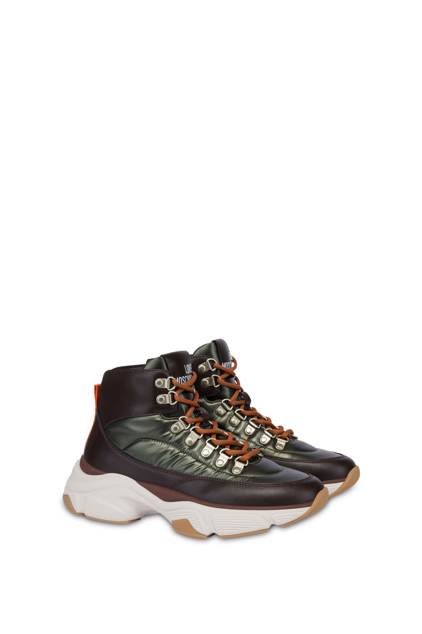HIGH-TOP SNEAKERS IN CALFSKIN AND NYLON GREEN 2