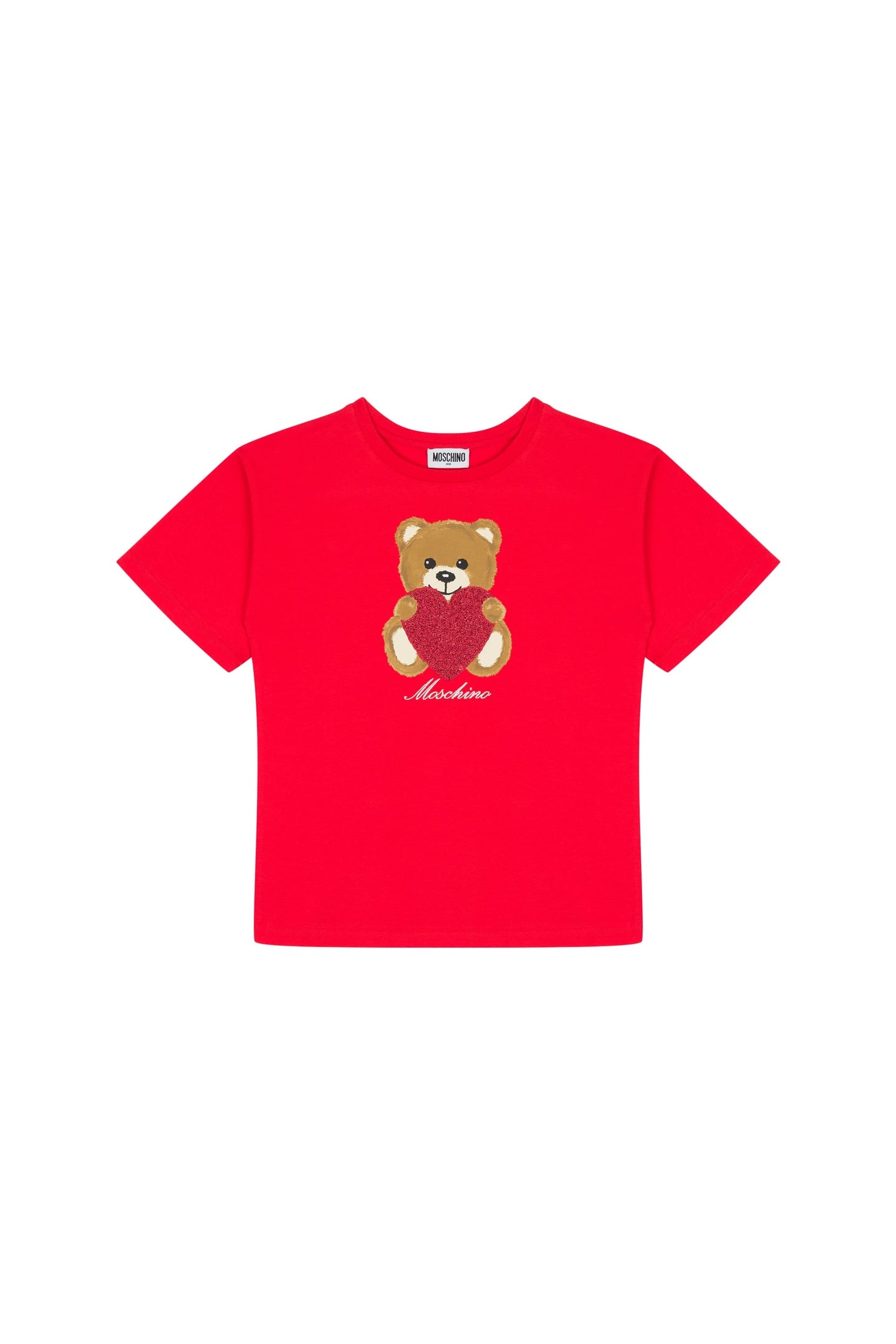 GIRL'S MAXI T-SHIRT IN JERSEY HEART TEDDY BEAR RED 1