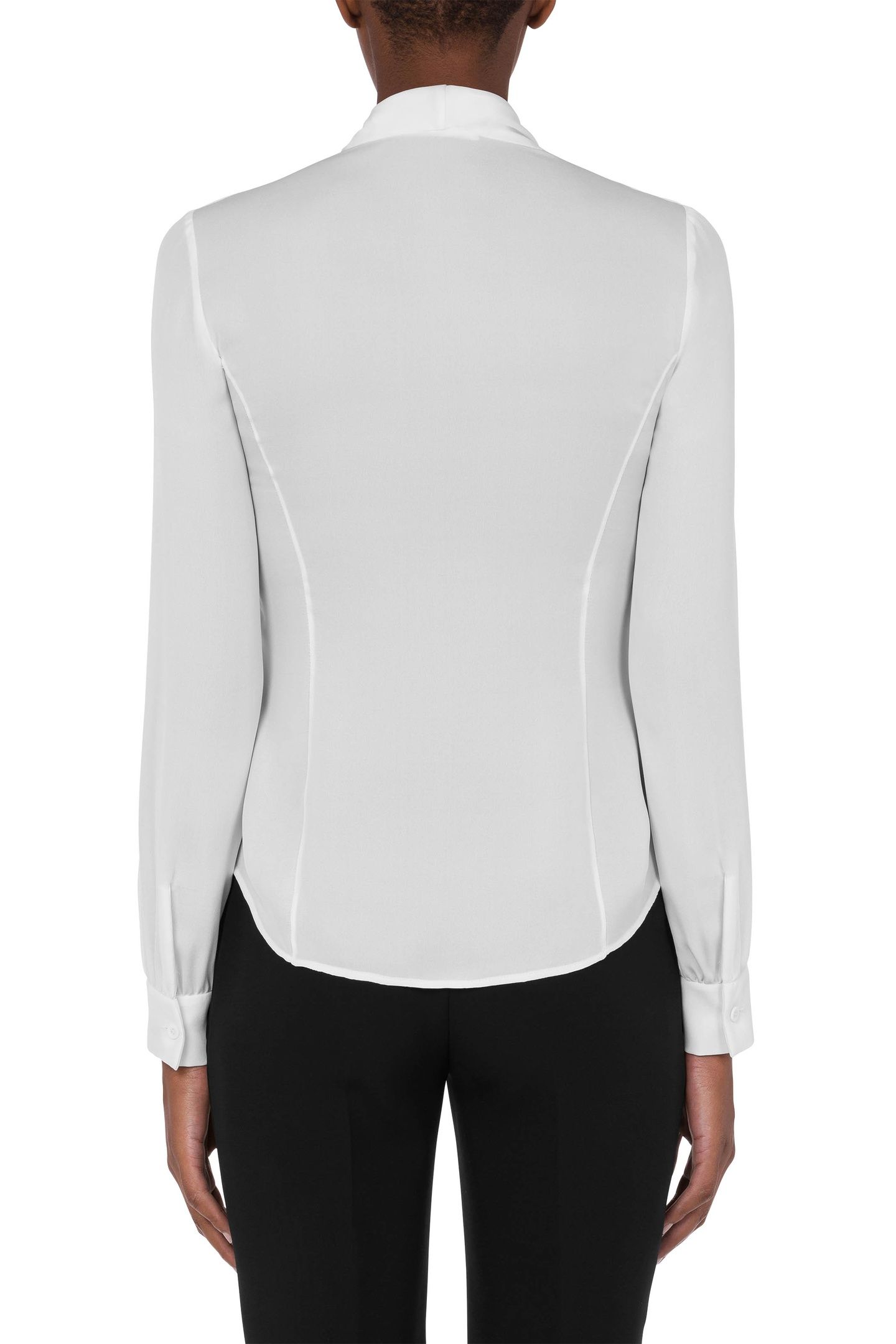 SILK CHARMEUSE SHIRT WITH BOW WHITE 2