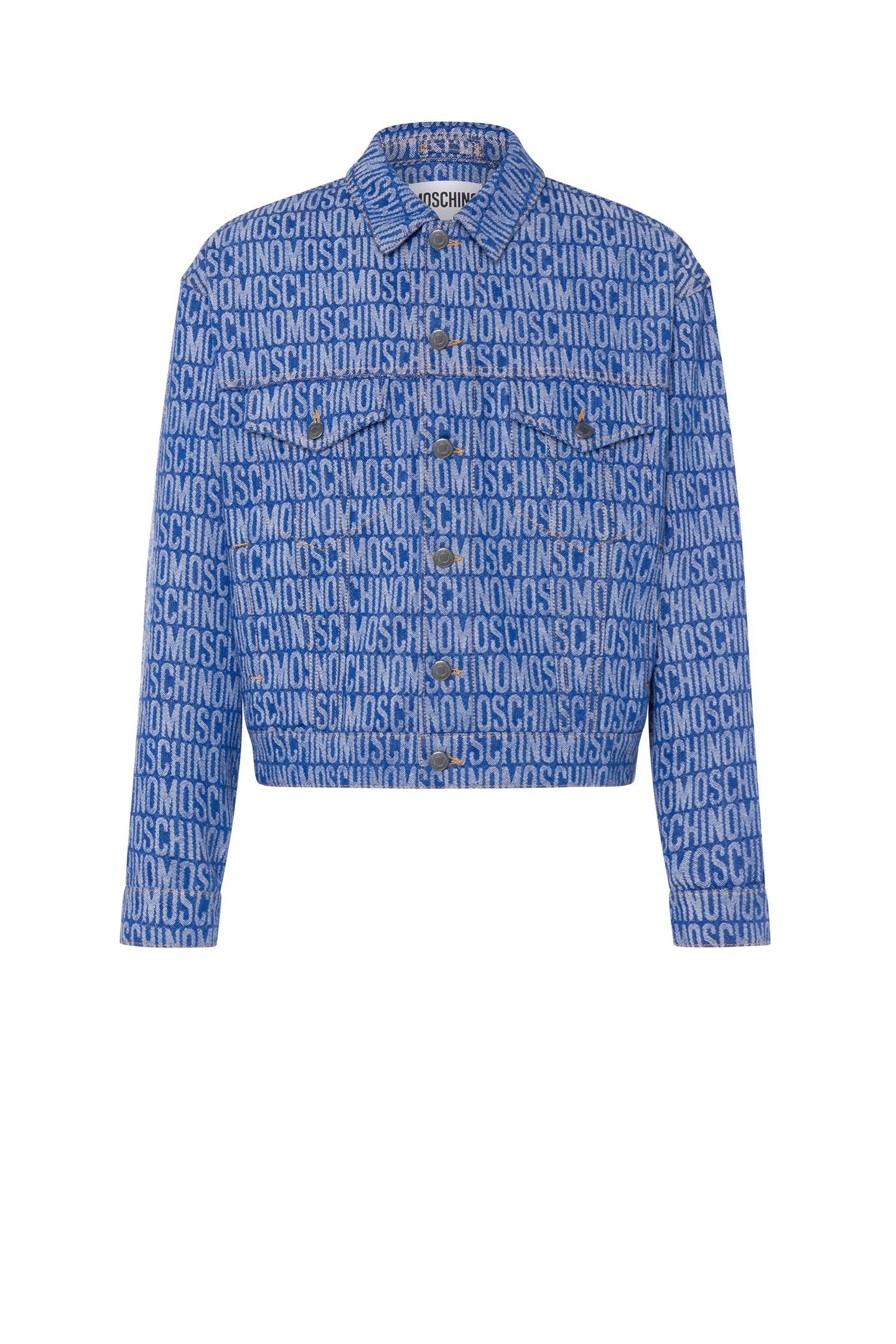 ALLOVER LOGO JACQUARD DENIM JACKET BLUE 3