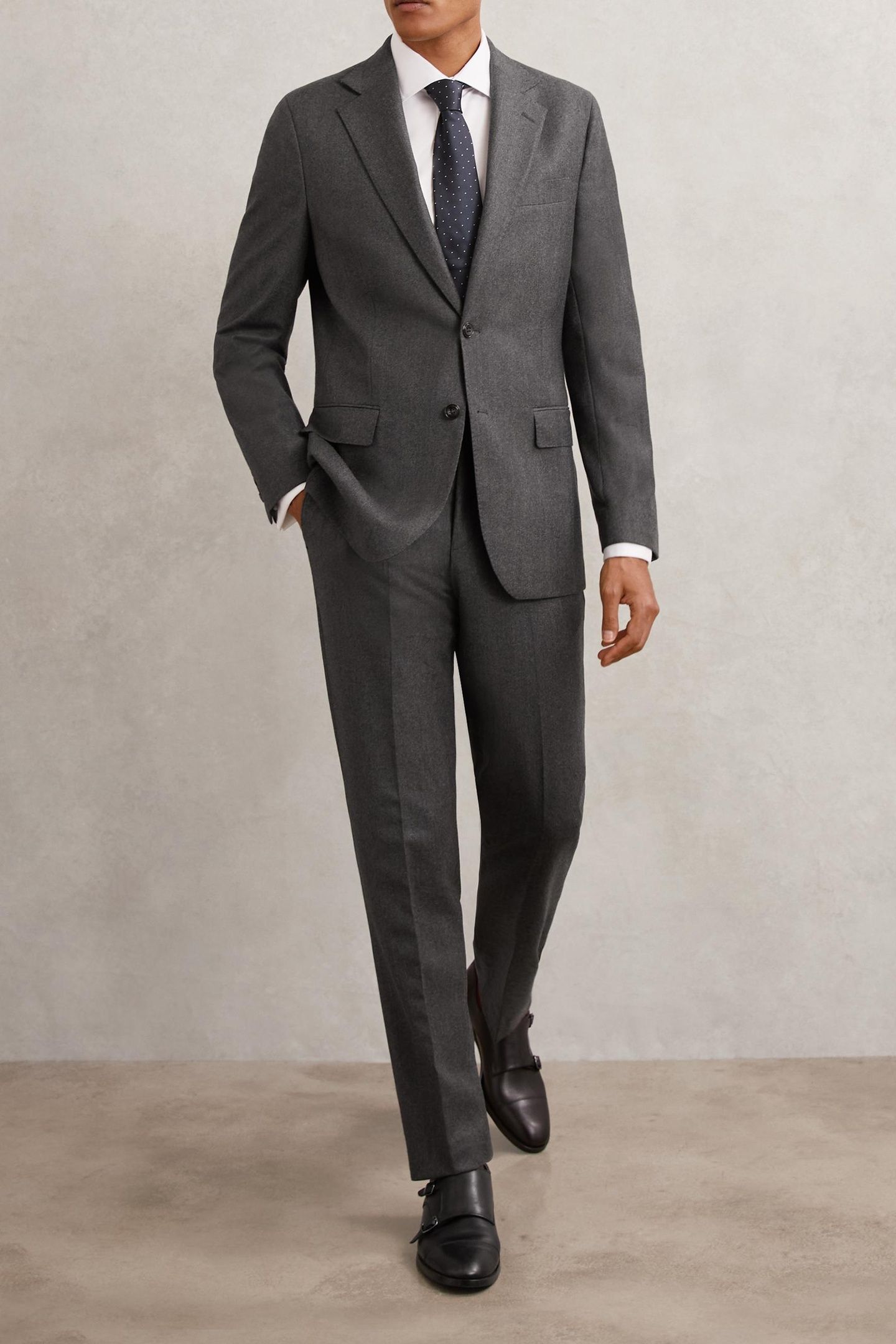 SB 1B NOTCH FLANNEL BLAZER CHARCOAL GREY 1
