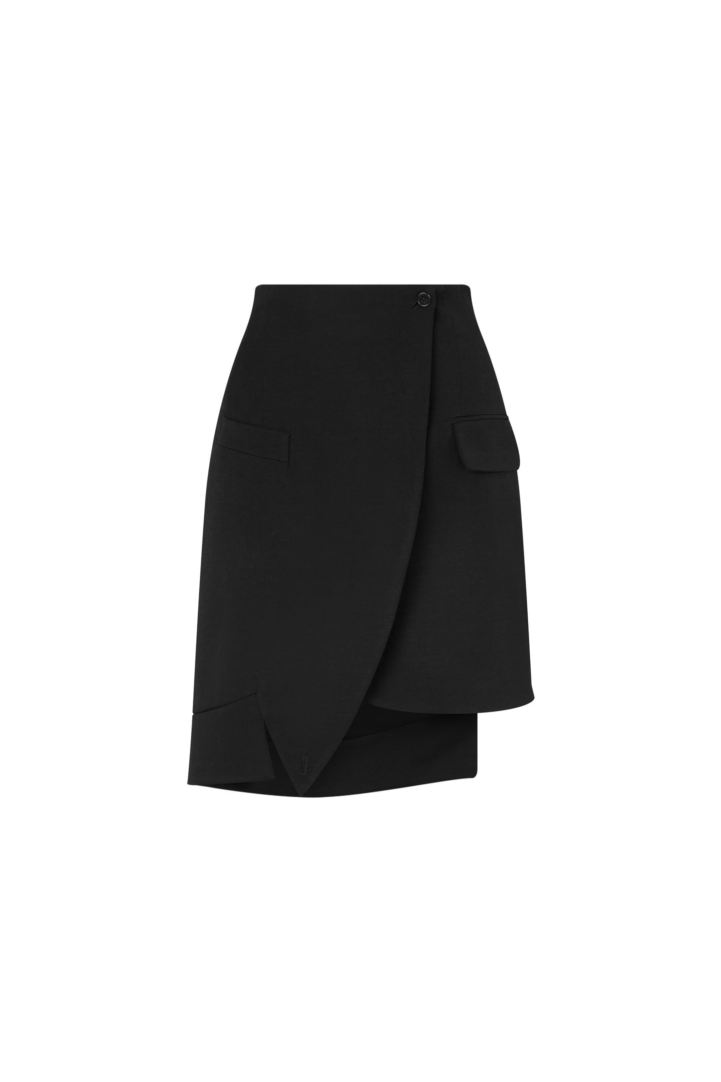 ASYMMETRICAL WOOL TWILL MINISKIRT BLACK 3