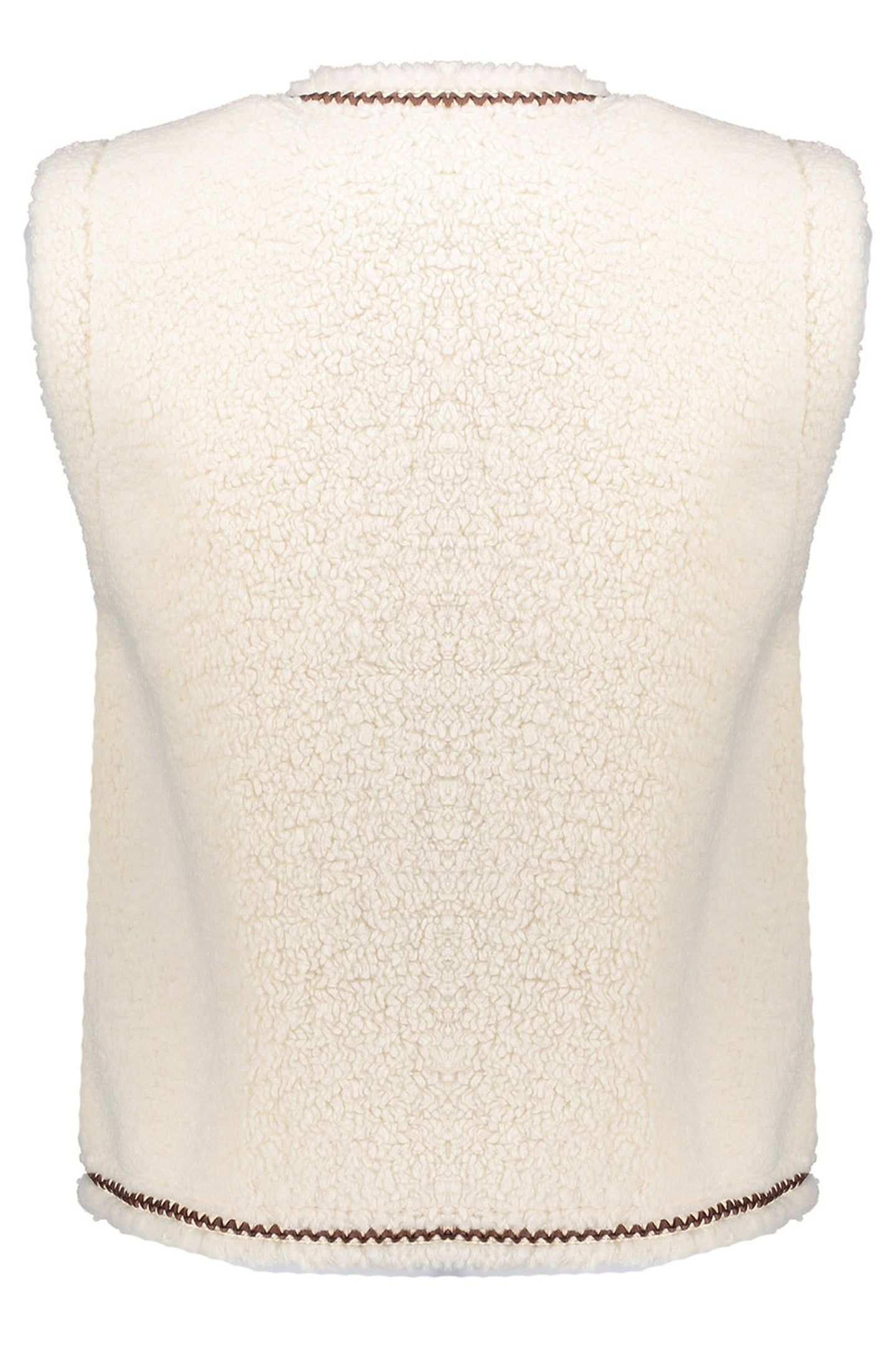 GILET TEDDY EMBROIDERY OFF-WHITE/TAPE DARK BROWN ZIGZAG 2