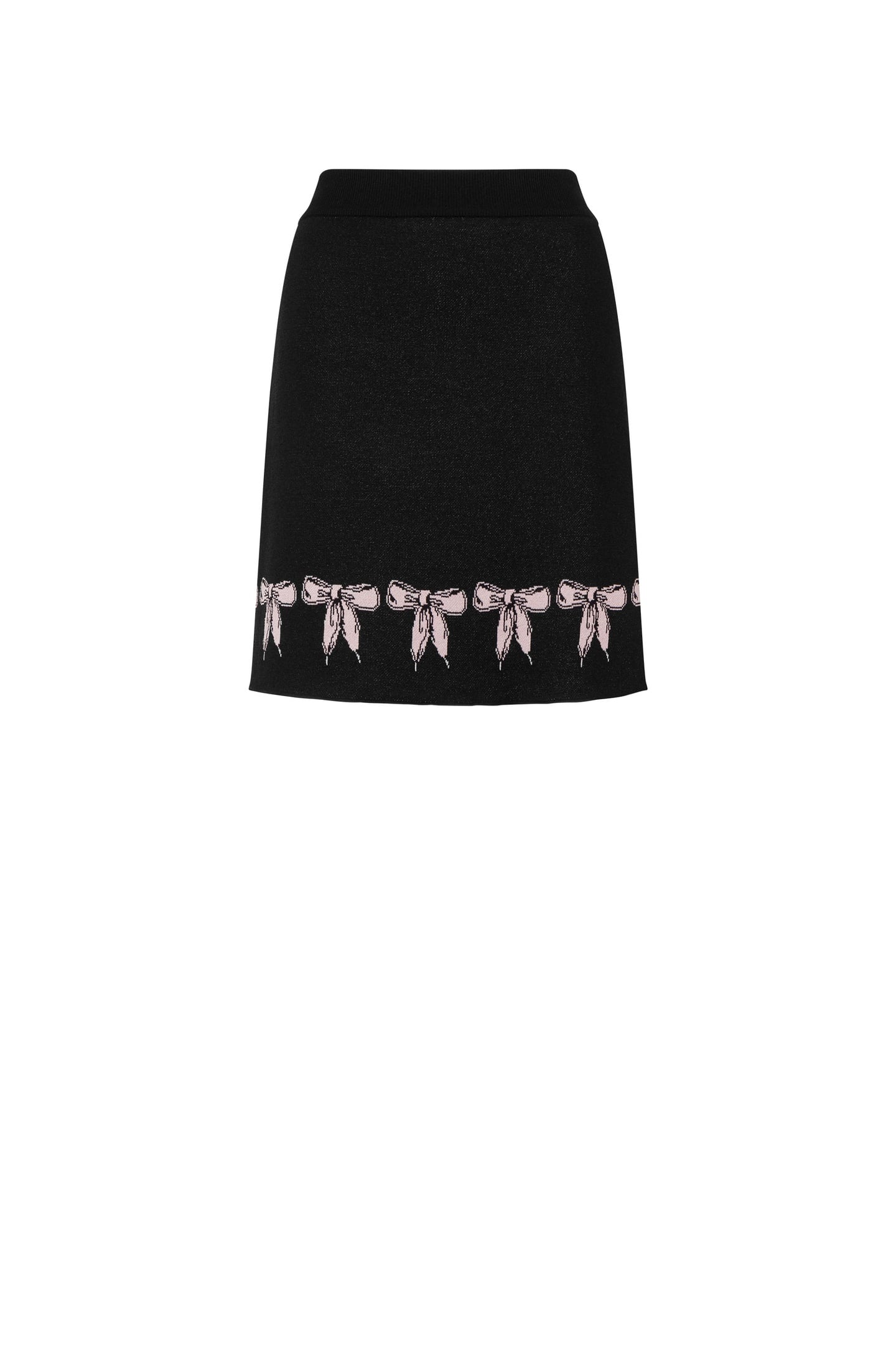 BOW LACES STRETCH KNIT MINI SKIRT BLACK 3