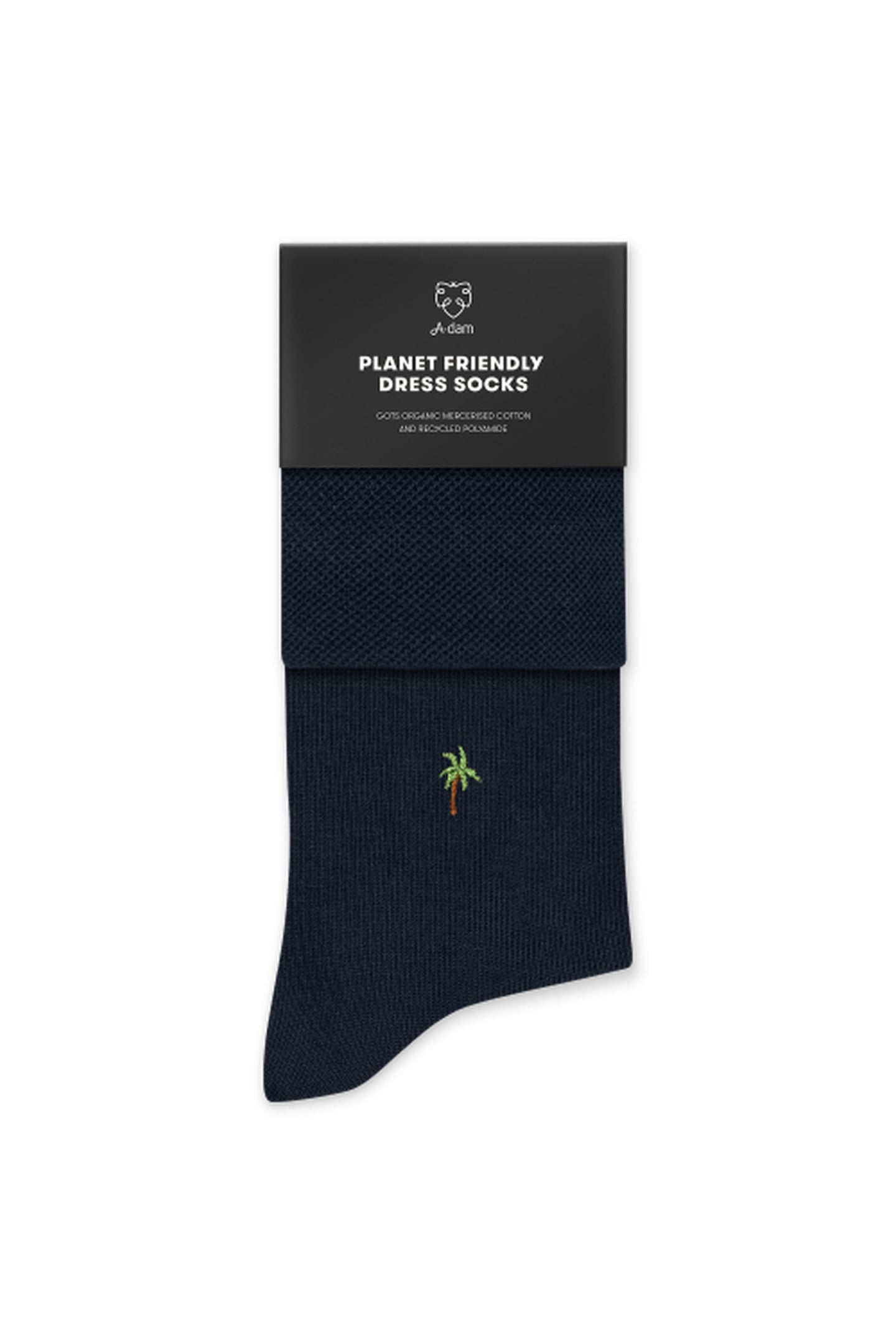 A-DAM 3-PACK DRESS SOCKS NAVY PALM TREE BLUE DARK NAVY 4