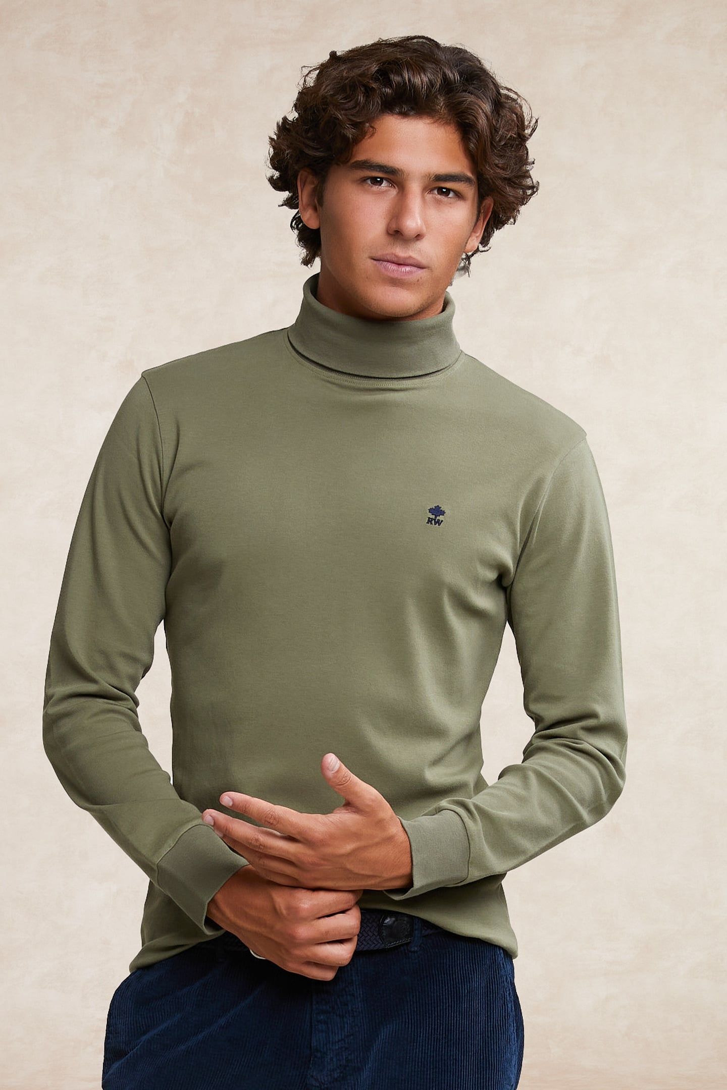 COTTON ROLL NECK T-SHIRT LONG SLEEVES FYNBOSS GREEN 1