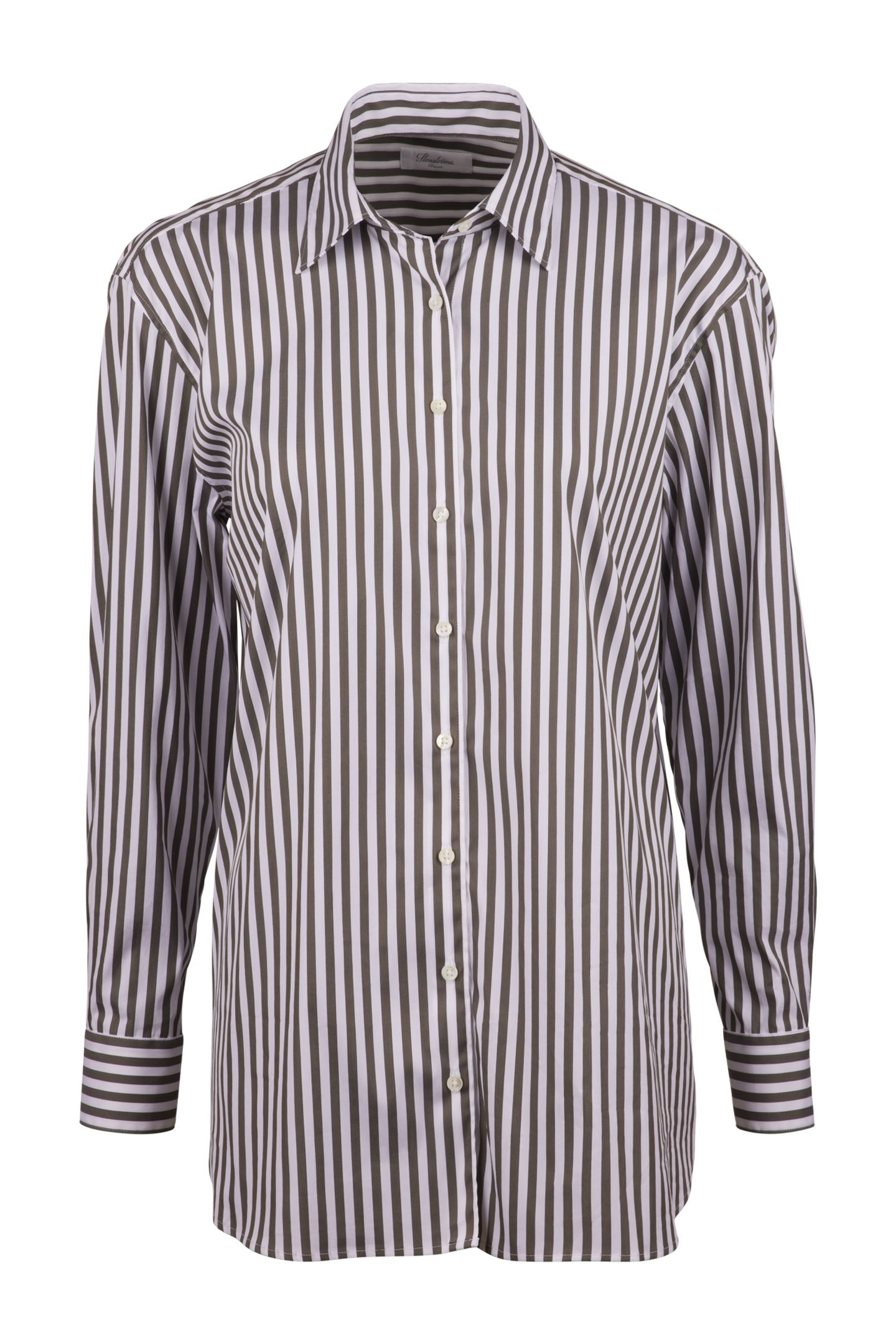 DINA SHIRT, LONG DARK GREEN STRIPE 1