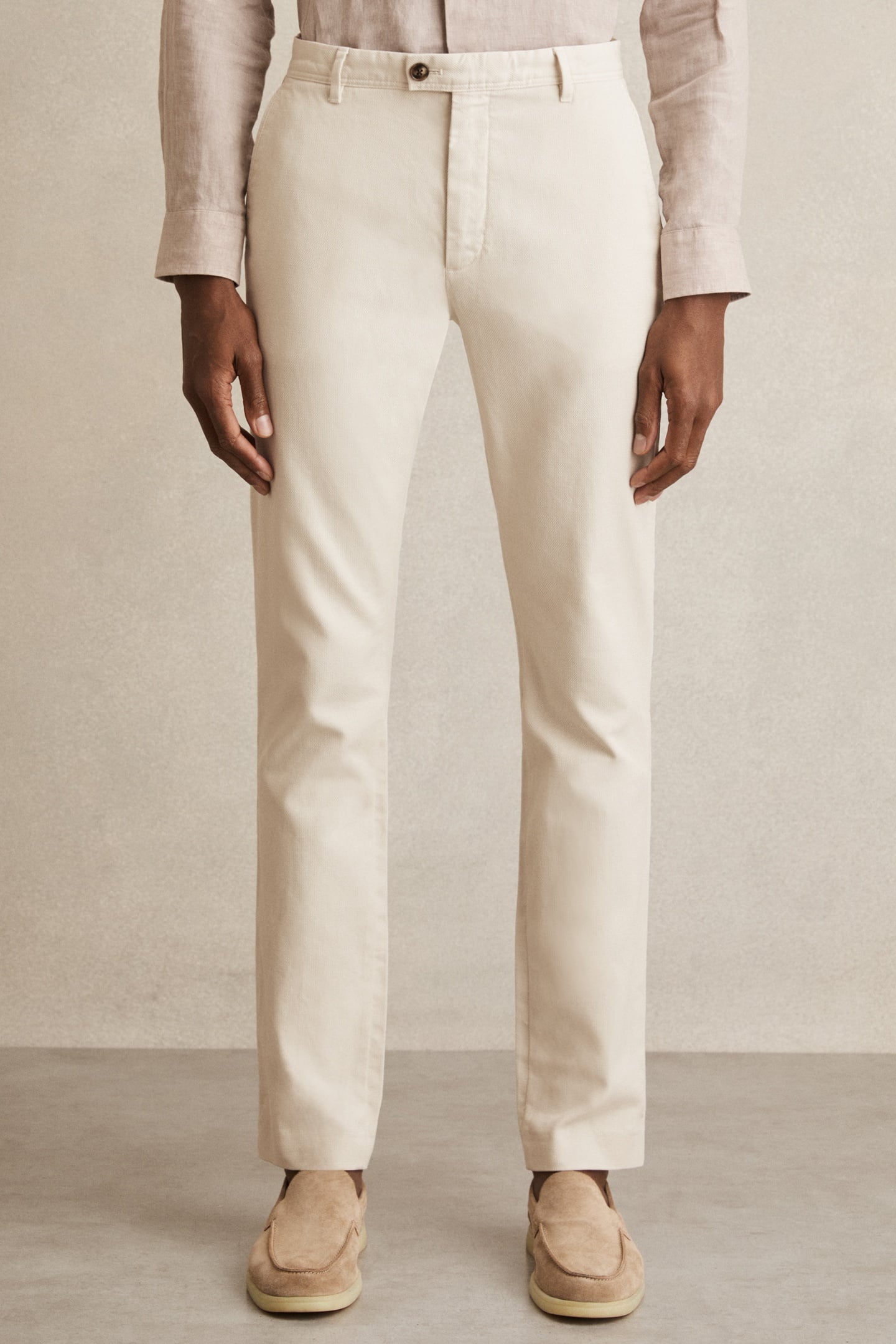 PIQUE CHINO TROUSER OFF WHITE 1