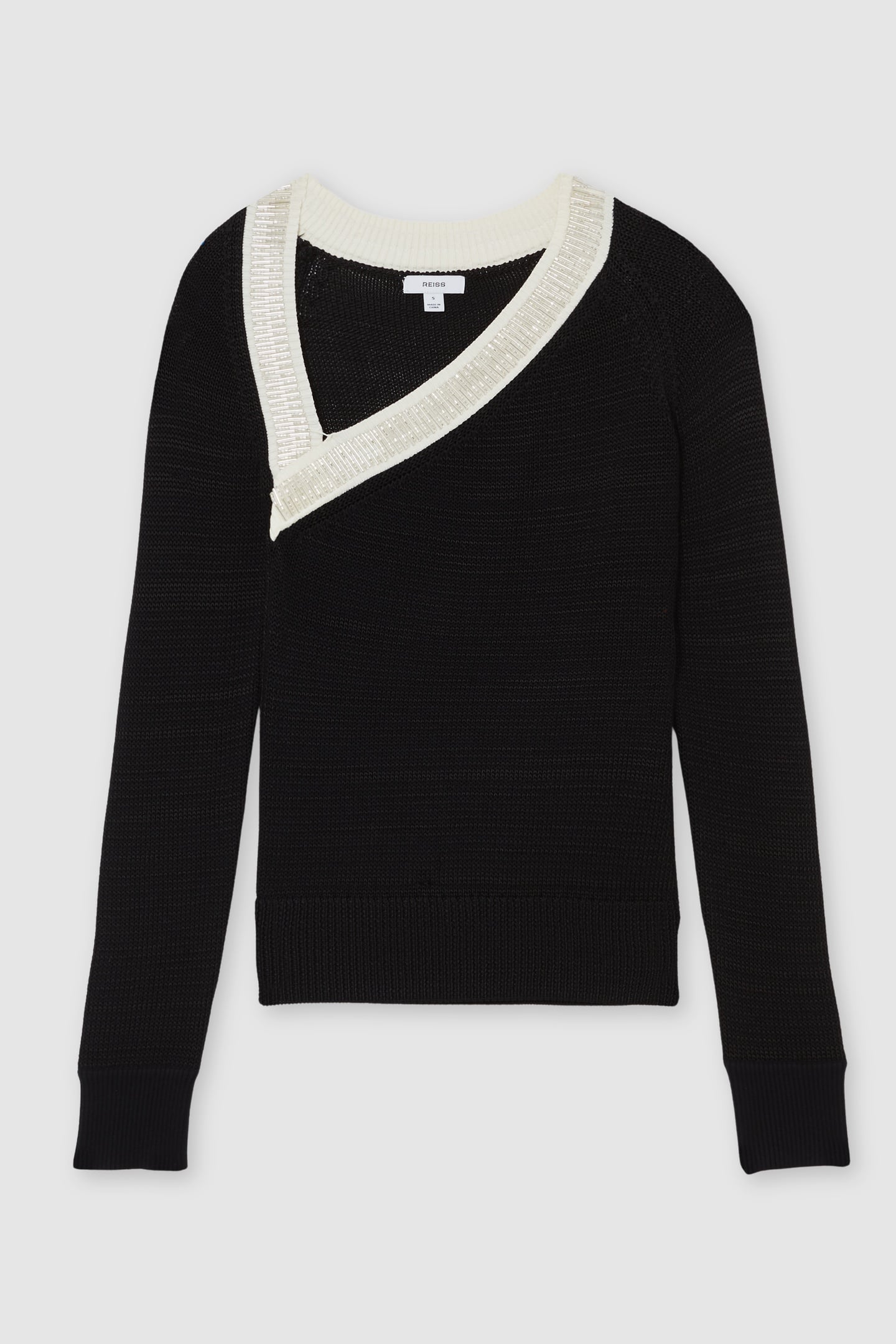 ASYMMETRIC BEADED JUMPER BLACK/WHITE 4