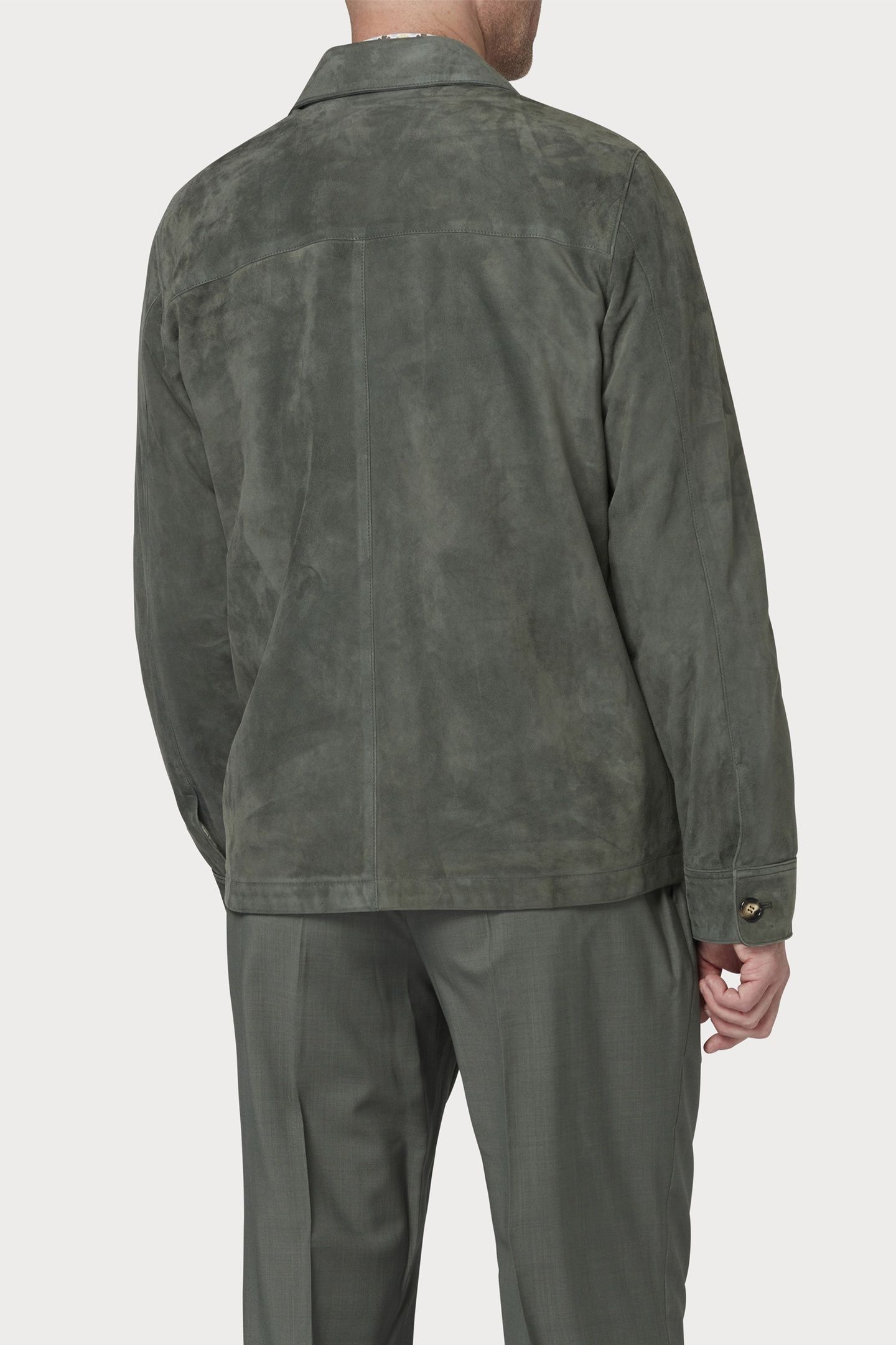 MENS CASUAL FIT SUEDE LEATHER JACKET PASTEL_GREEN 5