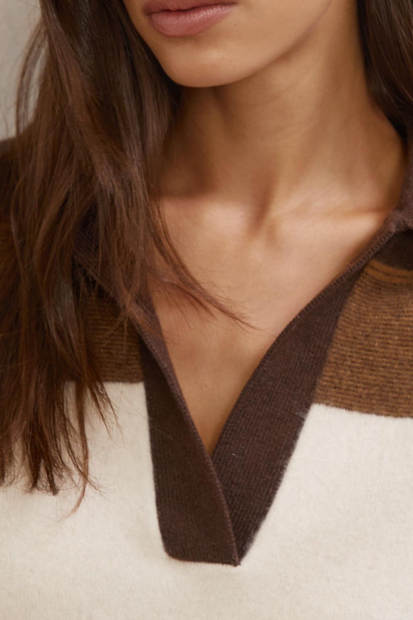 STRIPE CASHMERE BLEND JUMPER CHOCOLATE/CREAM 5