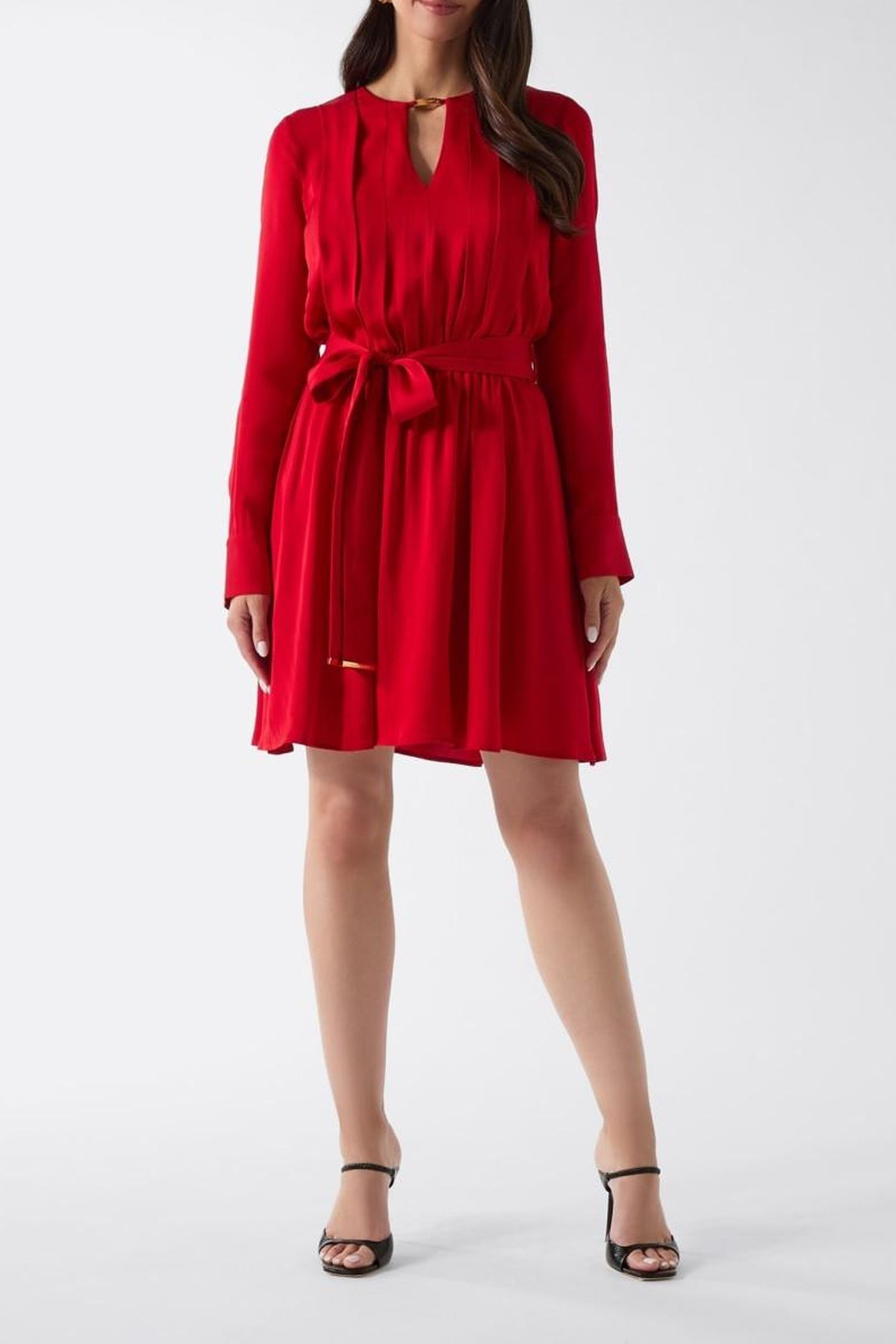 ANITA V NECK FLARED SAMBA RED VIBES 1