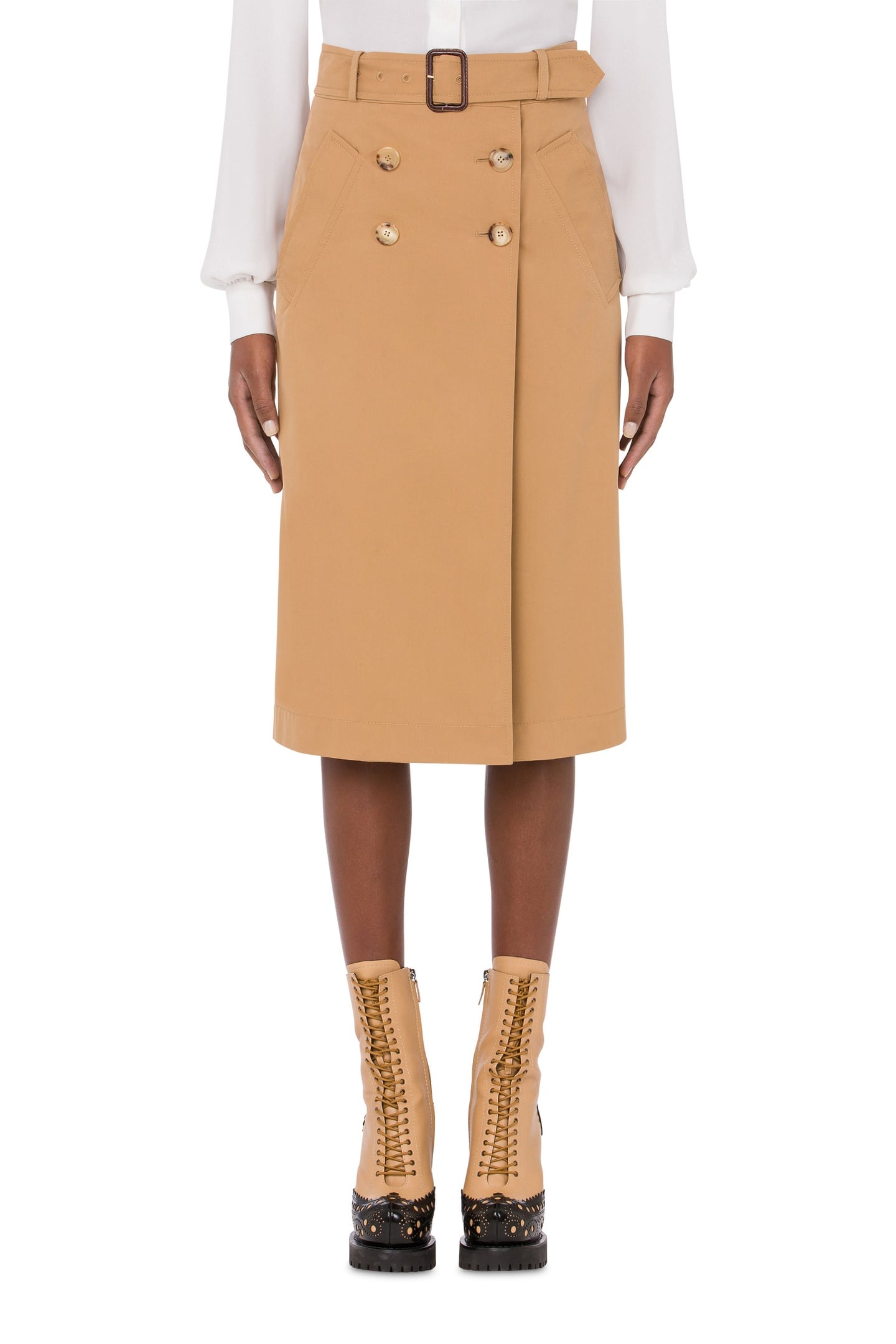 BELTED GABARDINE SKIRT BEIGE 1