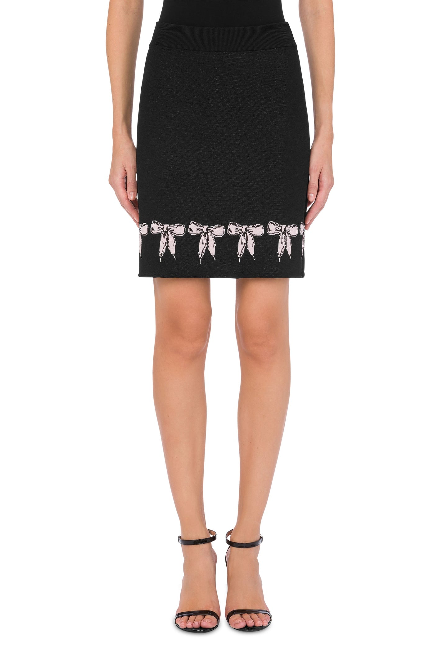 BOW LACES STRETCH KNIT MINI SKIRT BLACK 1