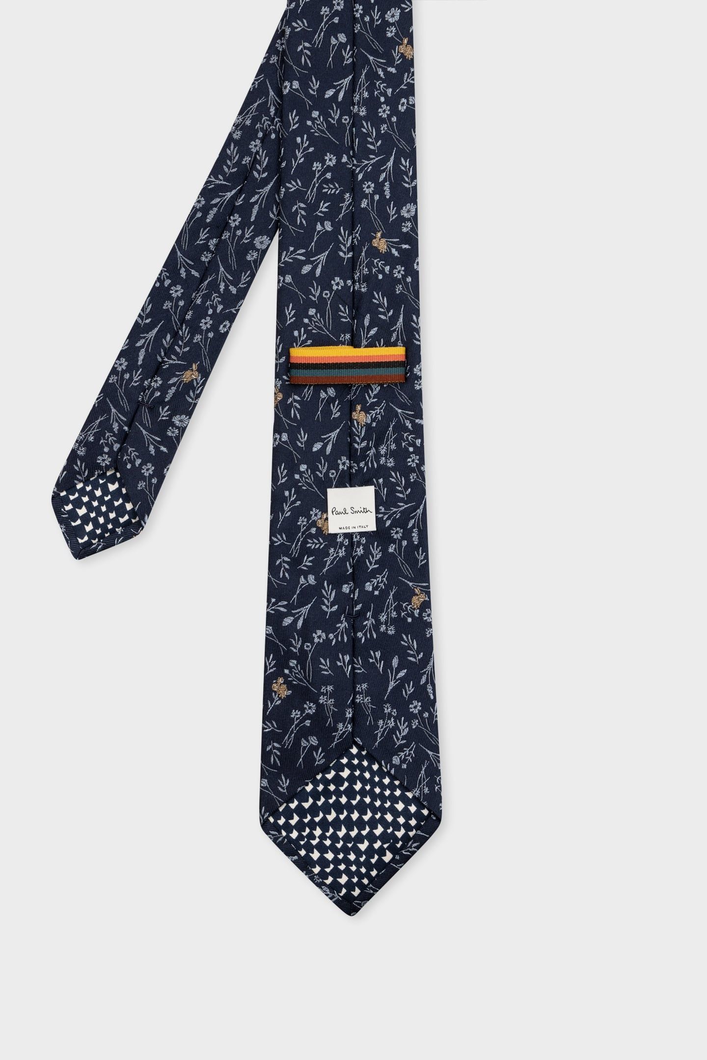 MEN TIE RABBIT FLORAL VERY DARK NAVY 4