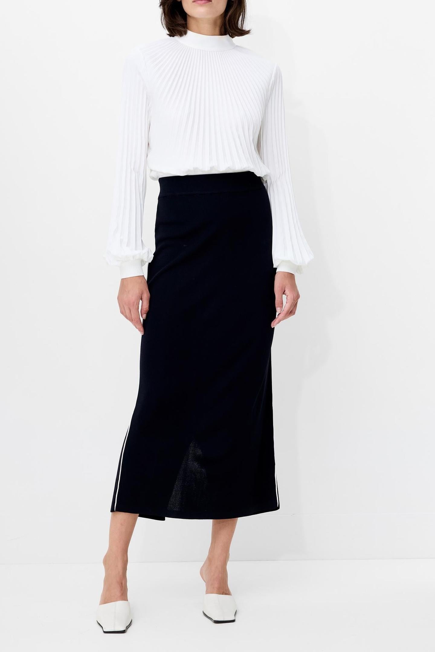 OTTIE MIDI BACK SLIT SKIRT NAVY WINTER WHITE 1