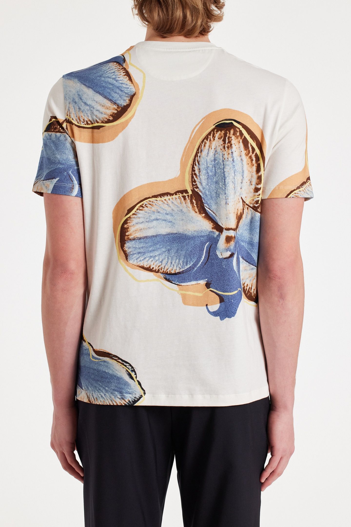 MENS ORCHID PRINT TSHIRT WHITE 2