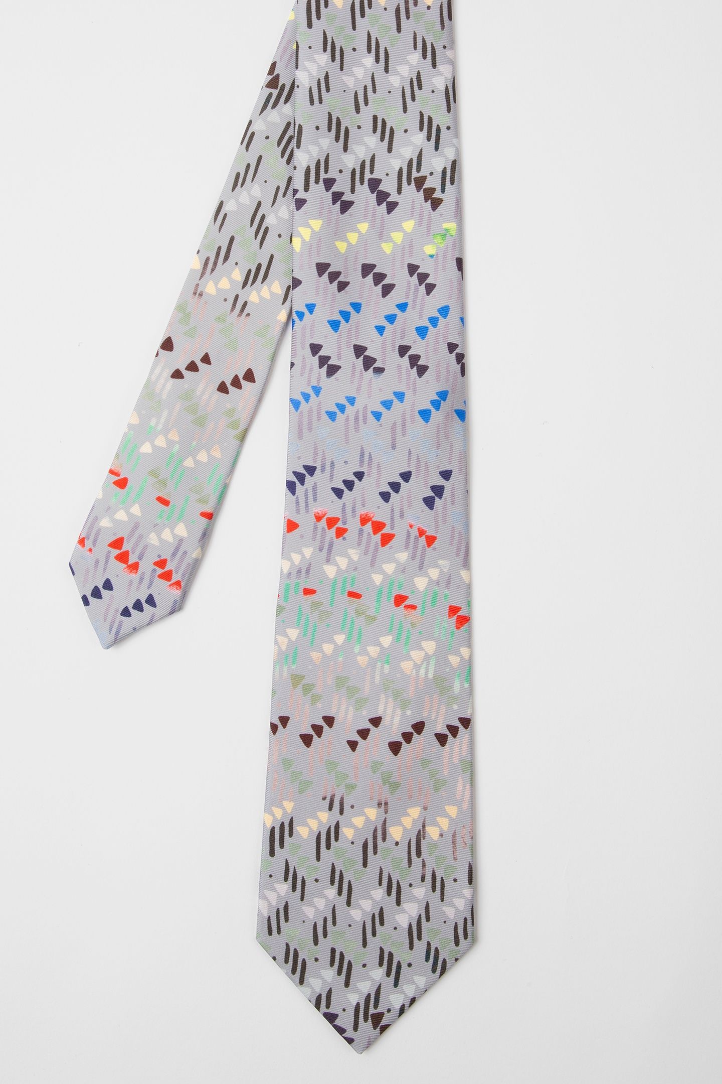 MEN TIE PAINTED GEOMETRIC GREY 1