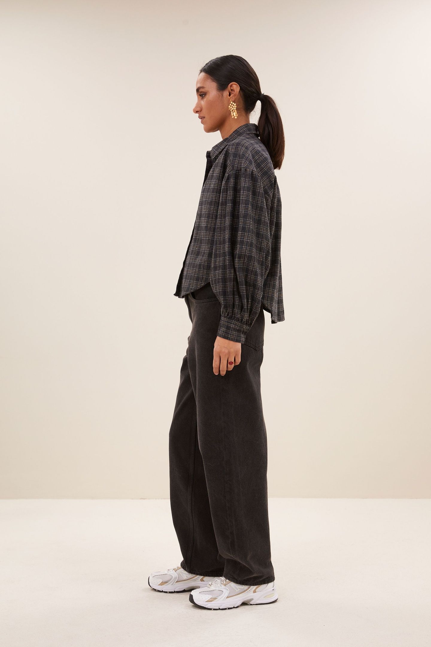 SARAH SHORT CHECK BLOUSE CARAMEL 4