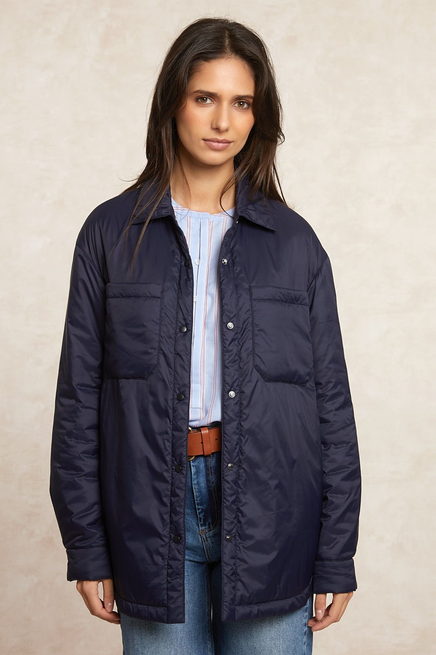 SHIRT JACKET APPLIED POCKETS NAVY BLUE 4