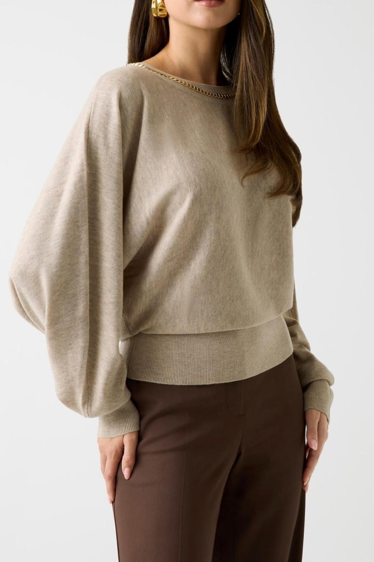 ABEL CN DOLMAN SLEEV VELVET TAUPE MULTI 1