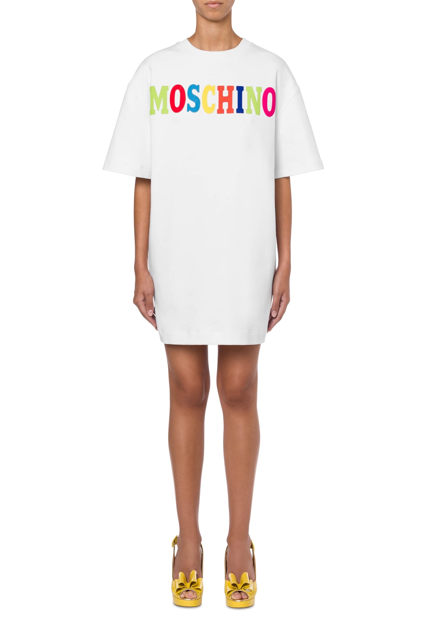 MULTICOLOR LOGO INTERLOCK JERSEY DRESS WHITE 1