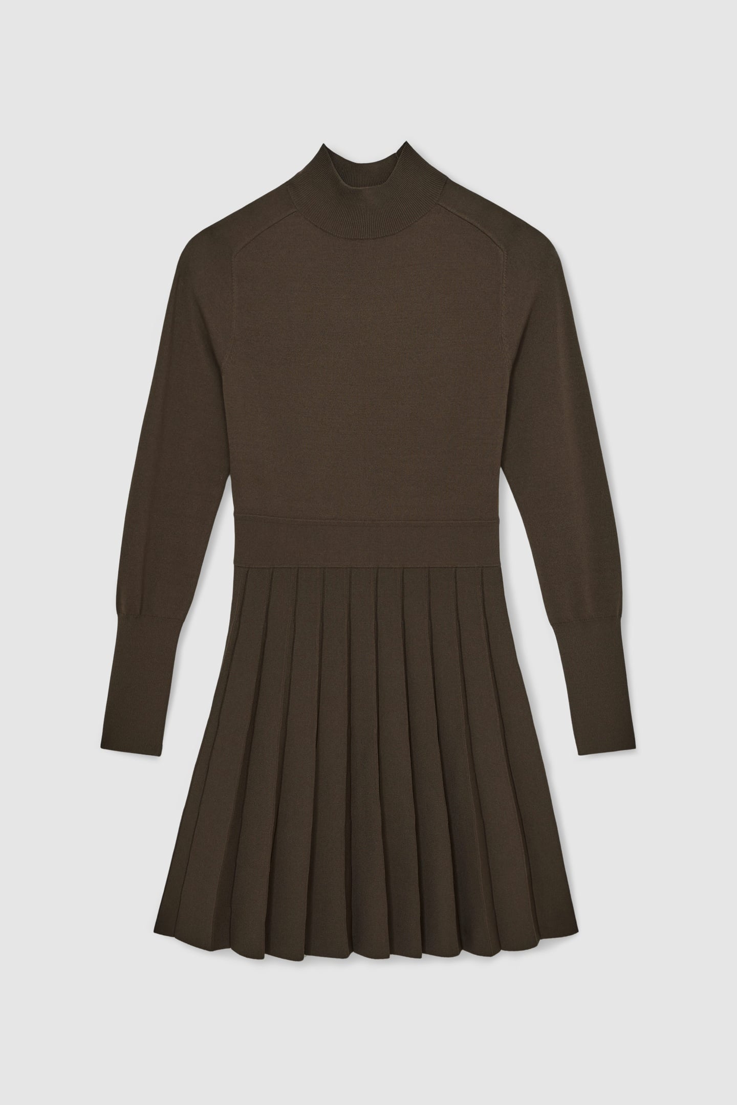 BELTED KNITTED MINI DRESS MOCHA BROWN 3