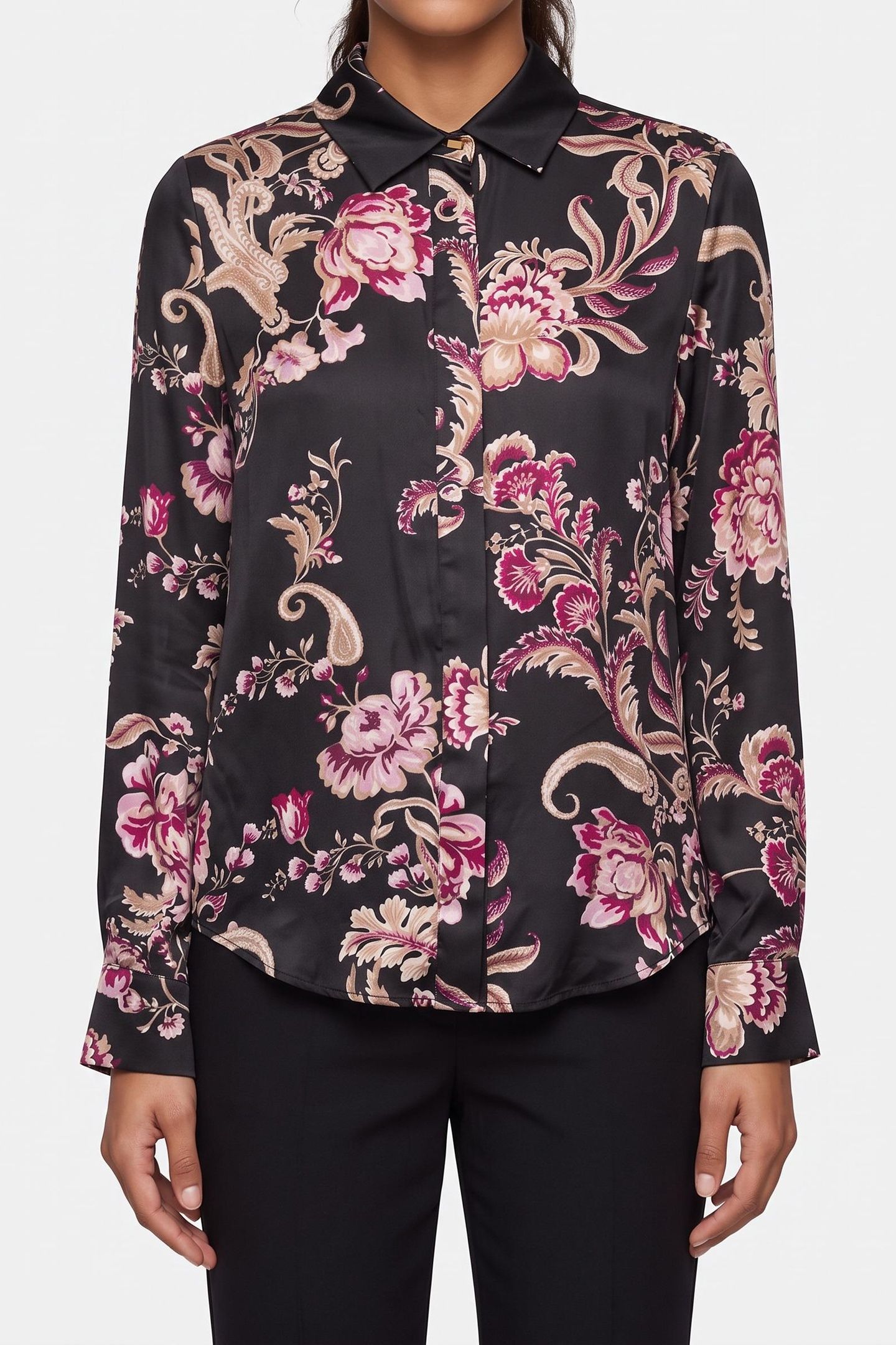 NEW MELISSA SHIRT FLORAL PAISLEY BLACK 1