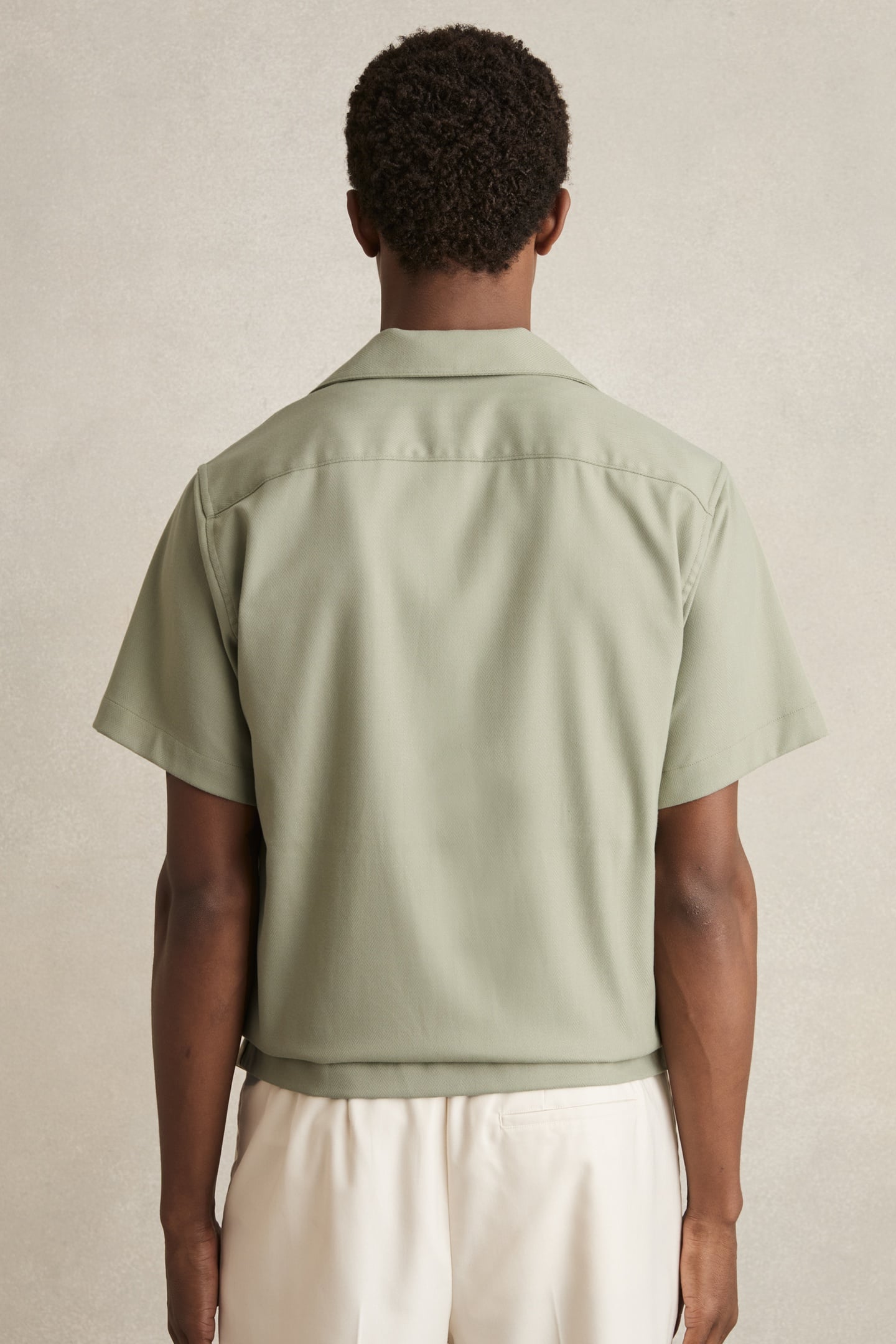 SS HERRINGBONE CUBAN SHIRT SAGE GREEN 2