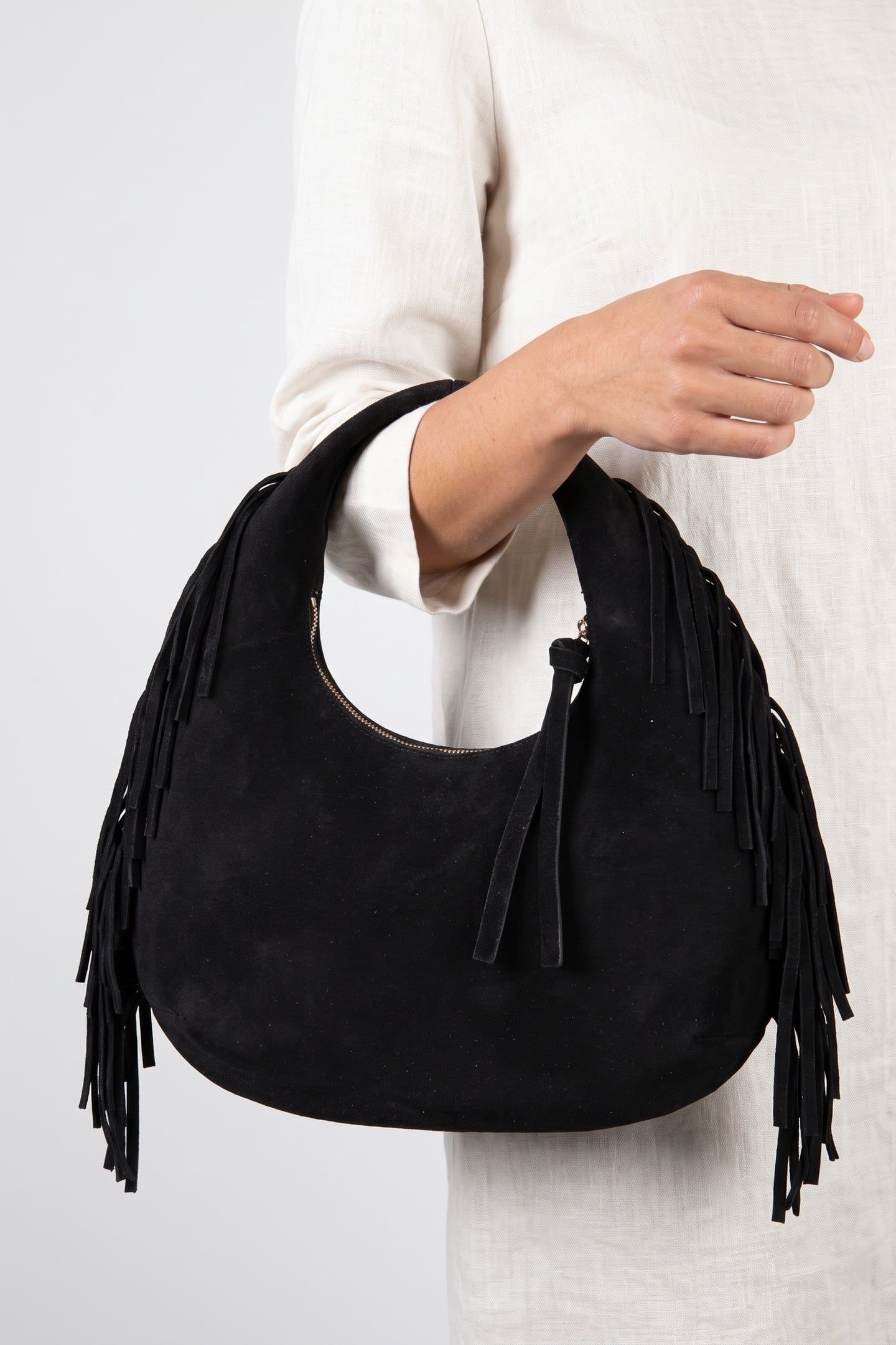 S SMALL ADELICE FRINGED BLACK 1