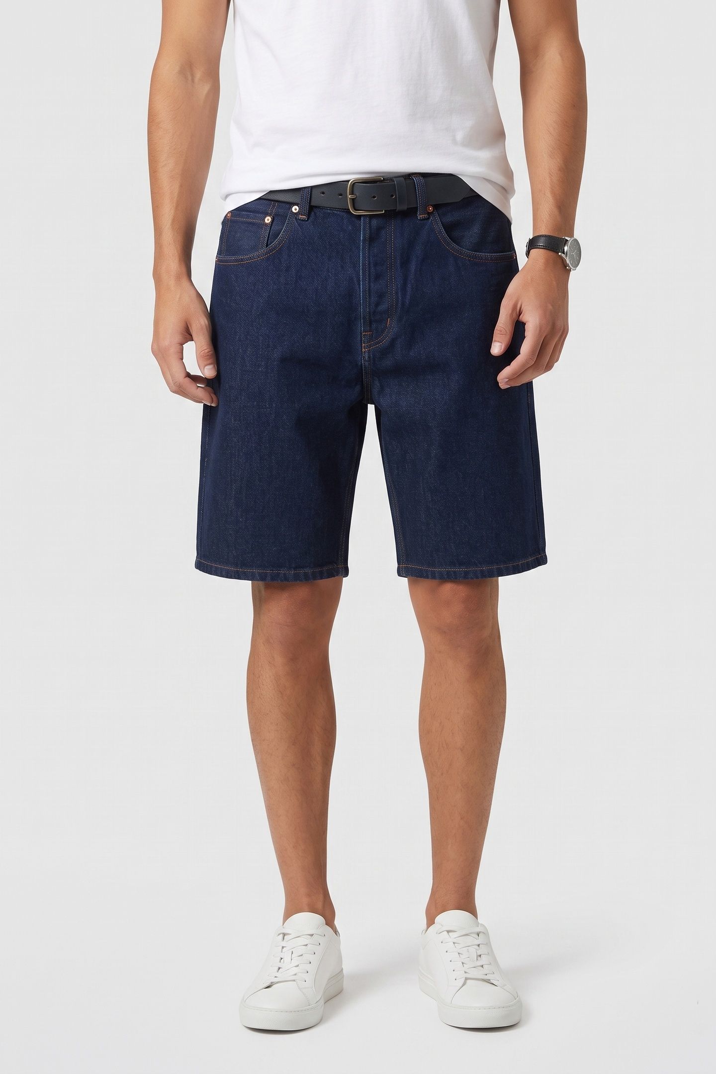 CHECK-5 BAGGY DENIM SHORTS BLUE 1