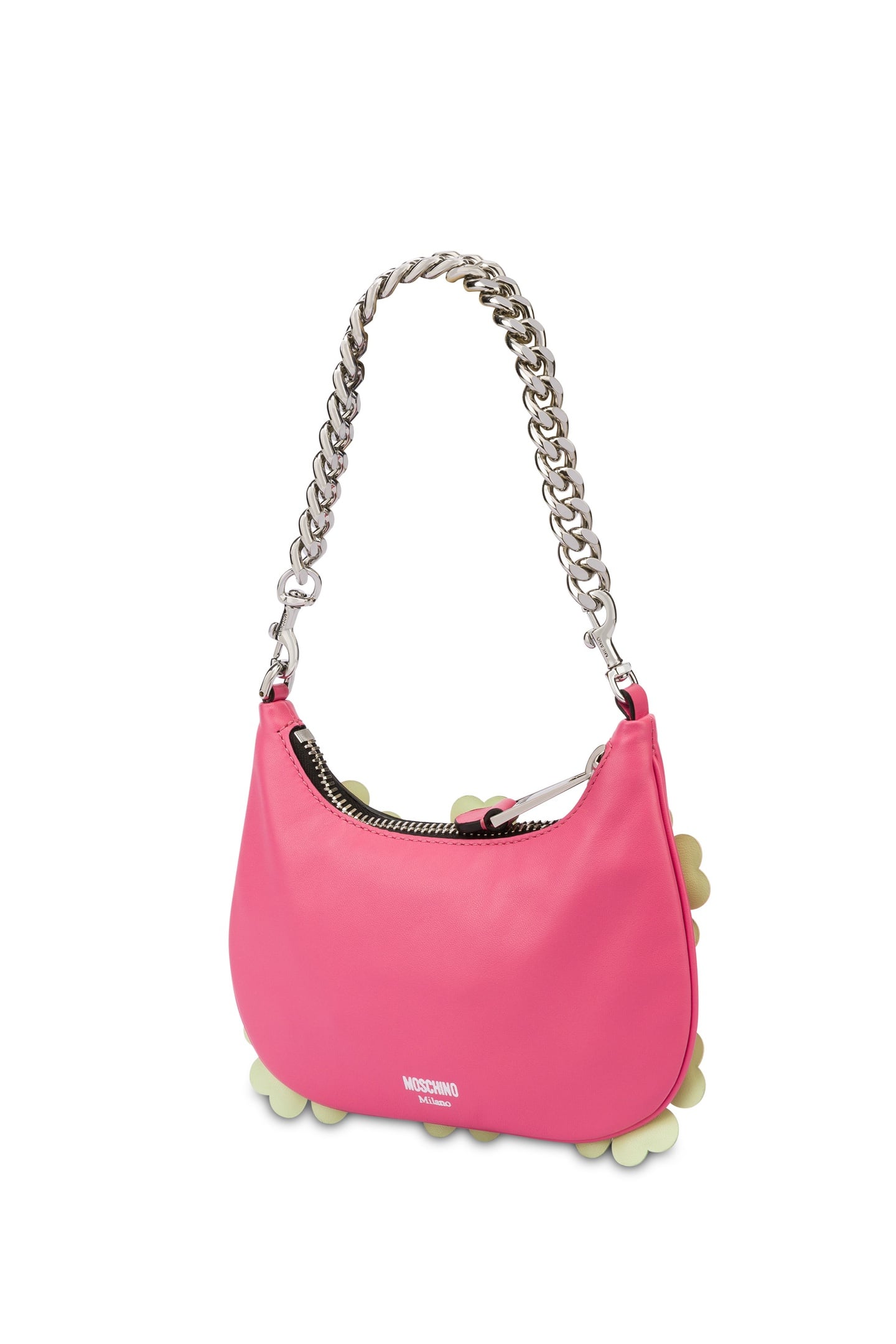 HEART FLOWERS NAPPA LEATHER MINI HOBO BAG PINK 2