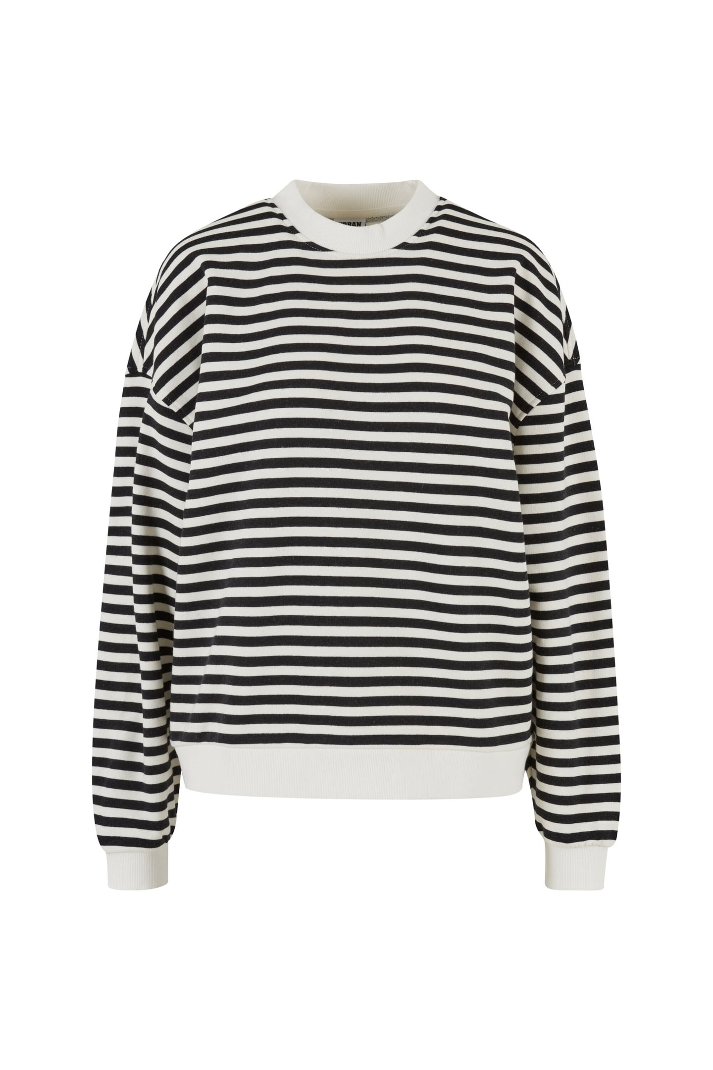 LADIES OVERSIZED STRIPED CREWNECK BLACK/WHITESAND 3