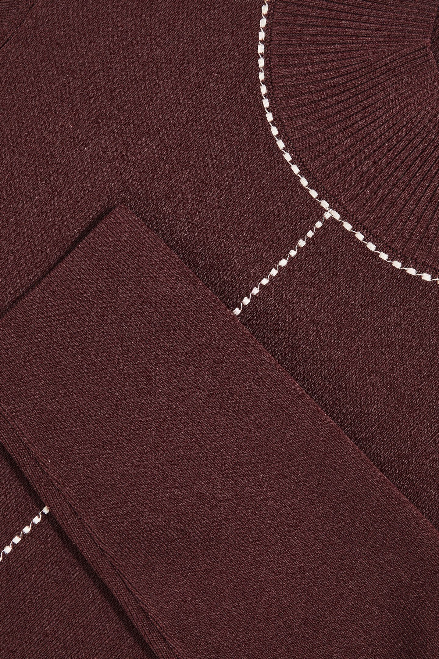 STITCH FRONT FUNNEL JUMPER BURGUNDY/CAMEL 6