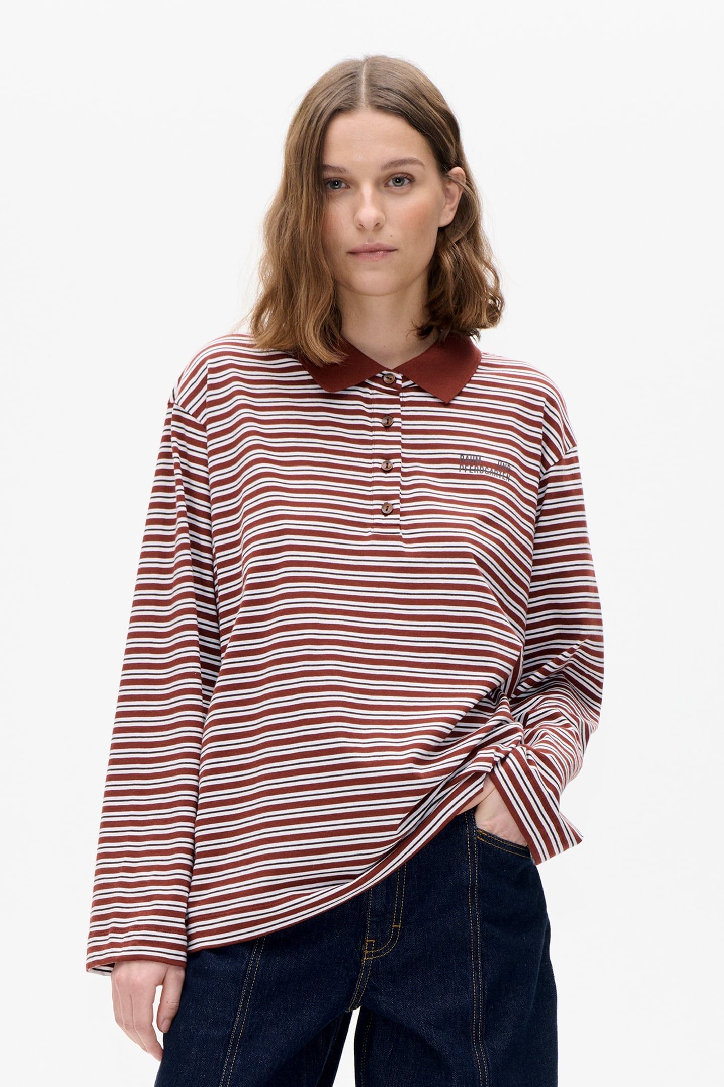 JEANNI T-SHIRT BORDEAUX POLO STRIPE 1