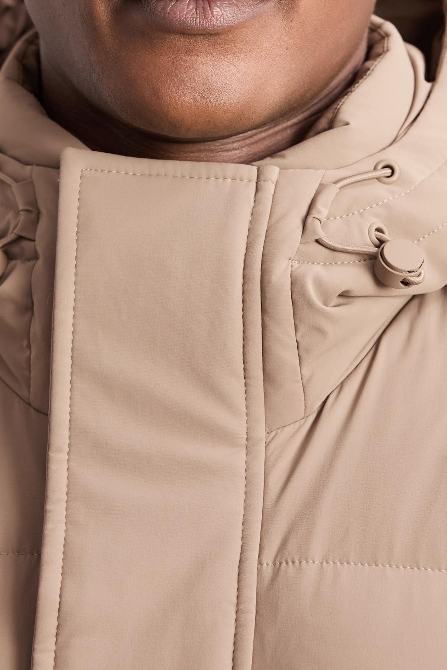 LS LONGLINE QUILTED ZIP THROUGH PUFFER JACKET LIGHT CAMEL BR 6