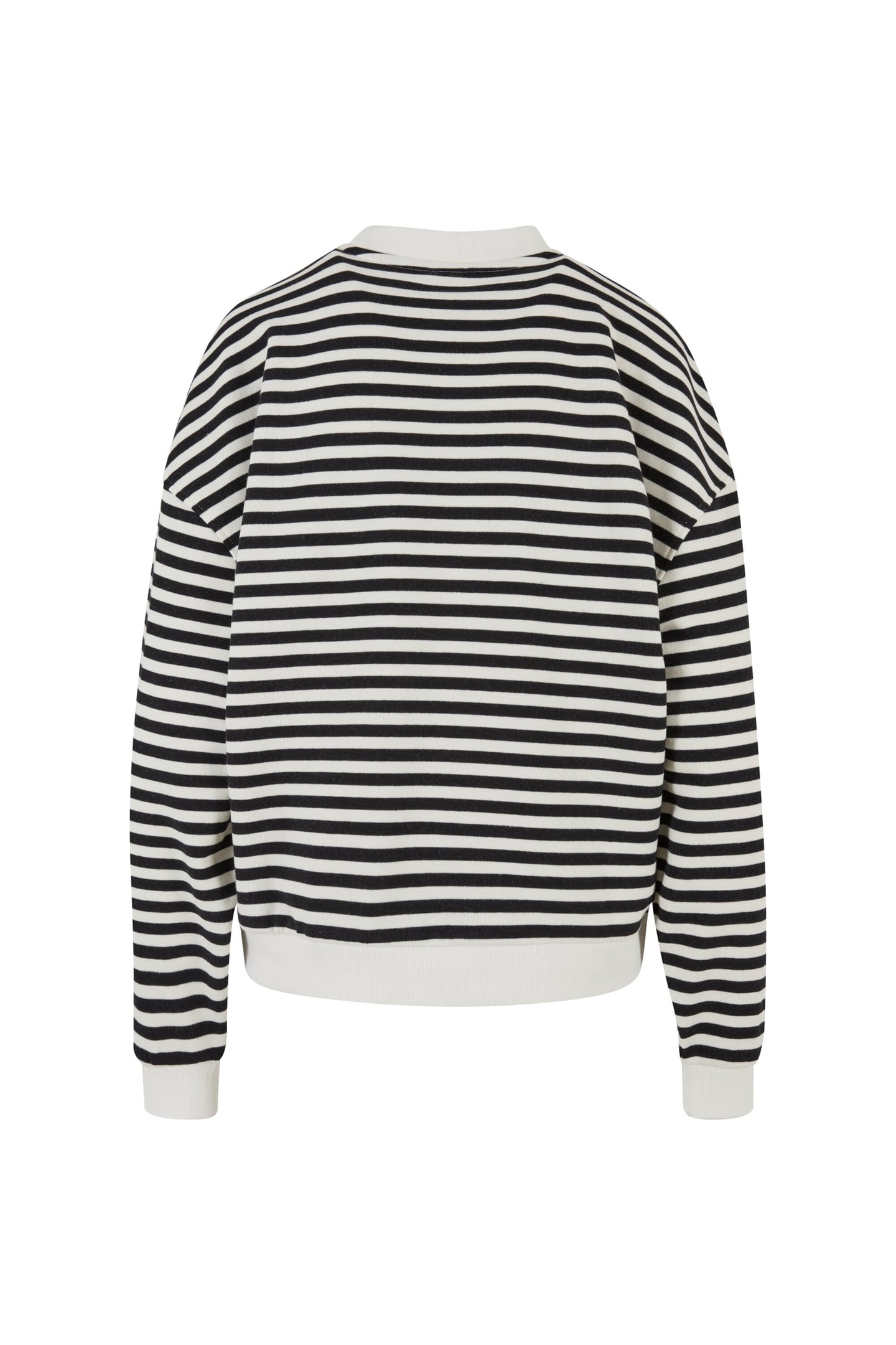 LADIES OVERSIZED STRIPED CREWNECK BLACK/WHITESAND 4