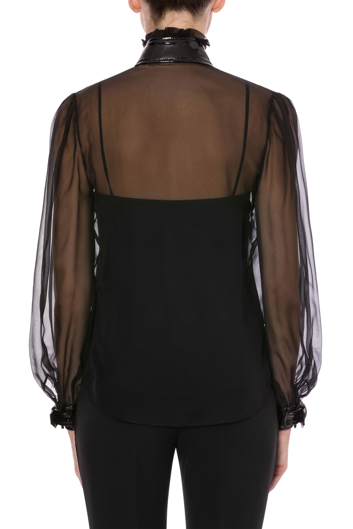 CHIFFON BONDAGE BUCKLE BLOUSE BLACK 2