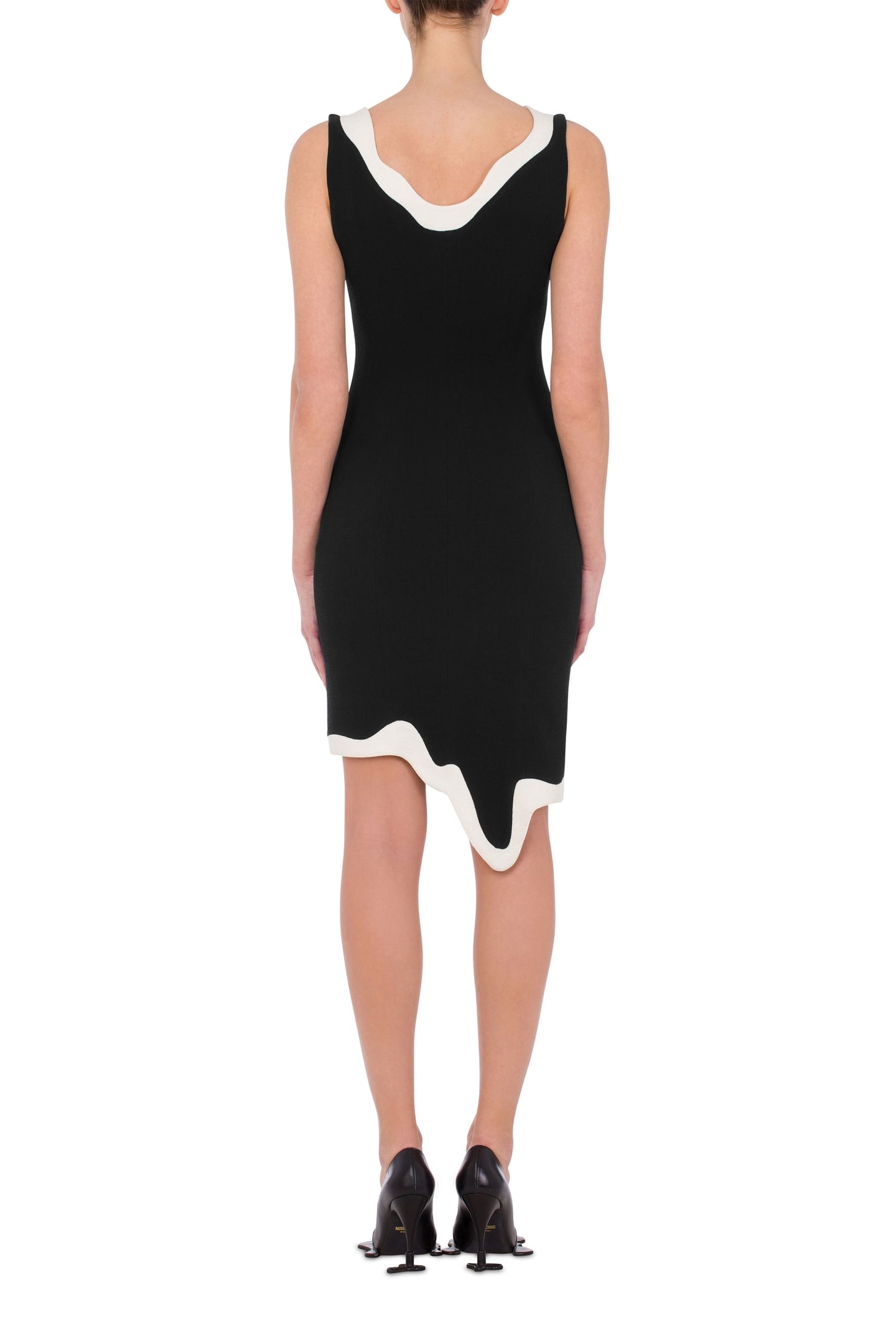 MORPHED EFFECT STRETCH CREPE DRESS BLACK 2
