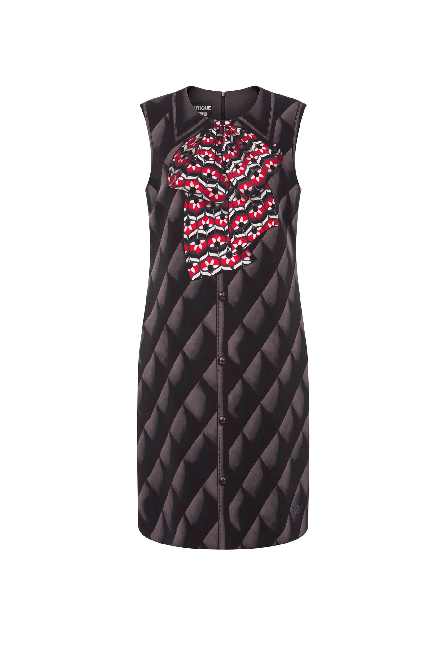 SLEEVELESS DRESS WITH TROMPE L'OEIL PRINT BLACK 3