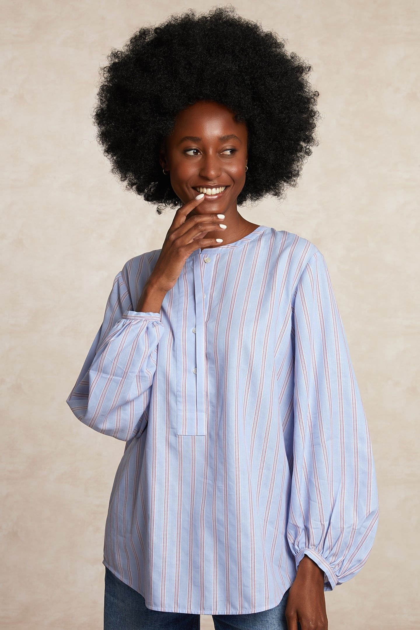 STRIPED OVERSIZED BLOUSE LONG SLEEVES RED/BLUE 2